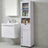 Tall Bathroom Cabinet - Wood and Glass - Maple White