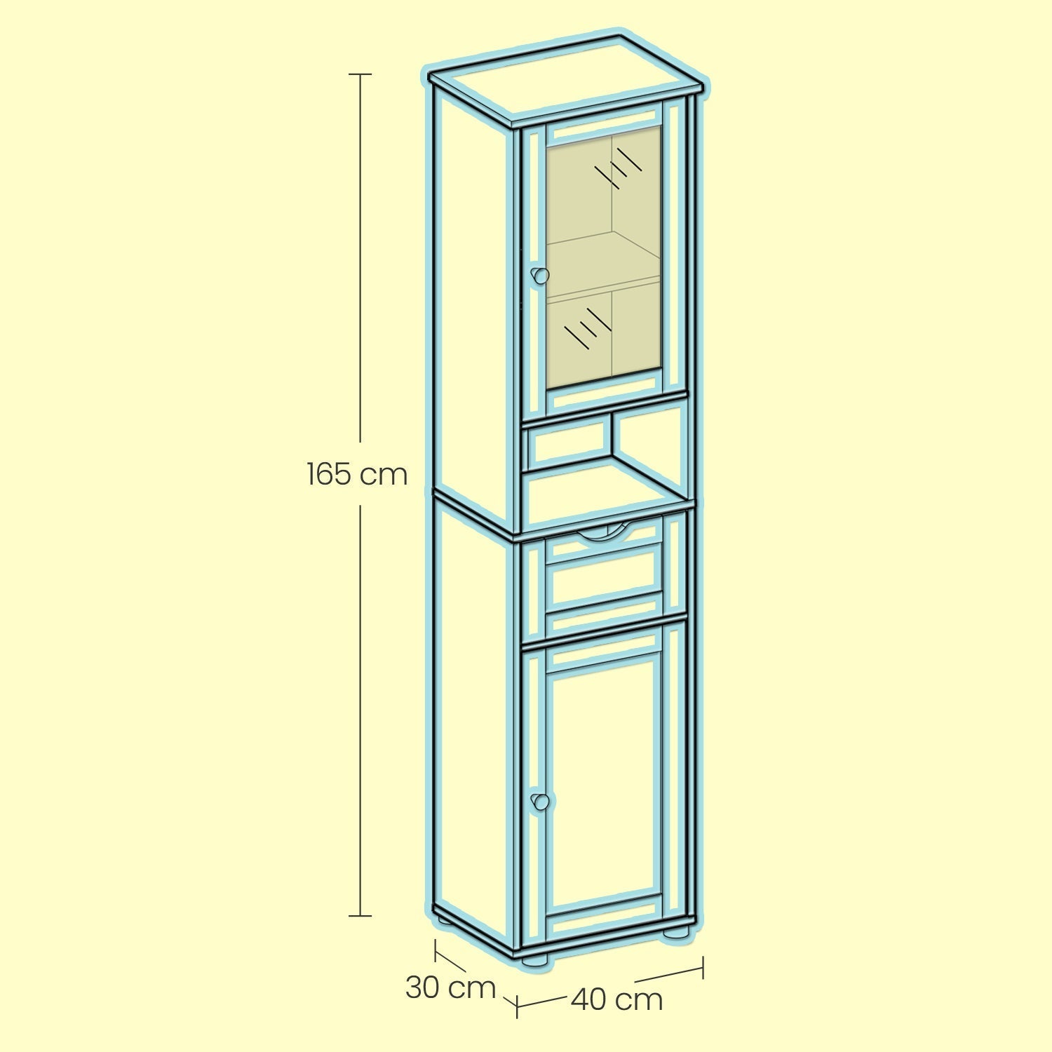 Tall Bathroom Storage Cabinet - Wood - Cloud White - Adjustable Shelves