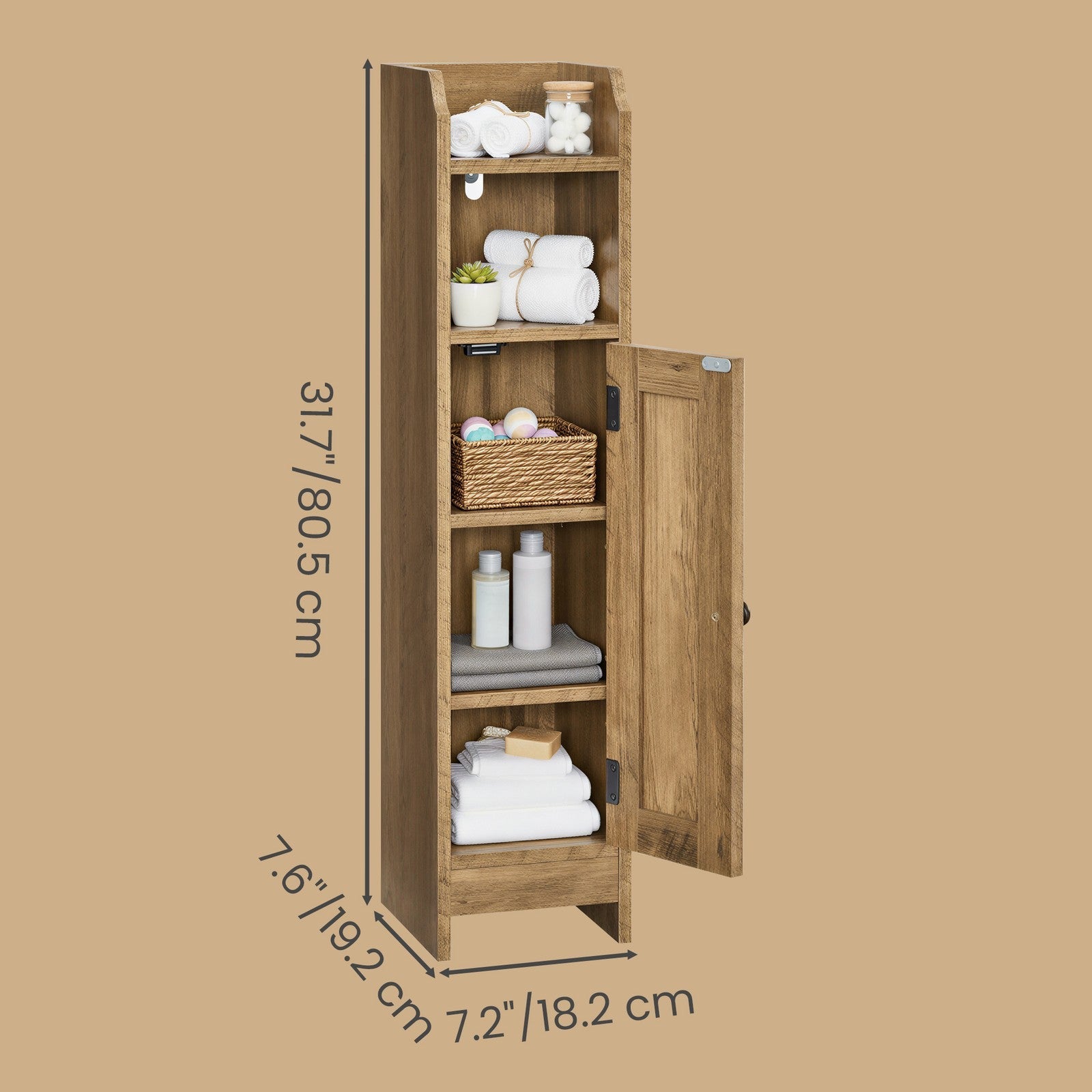 Small Bathroom Storage Cabinet - 20L - MDF - Adjustable Shelves