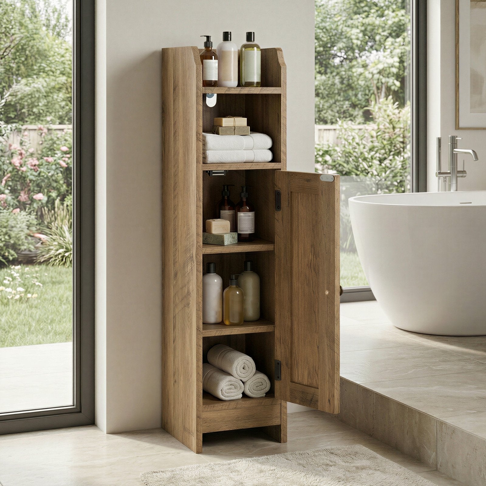 Small Bathroom Storage Cabinet - 20L - MDF - Adjustable Shelves