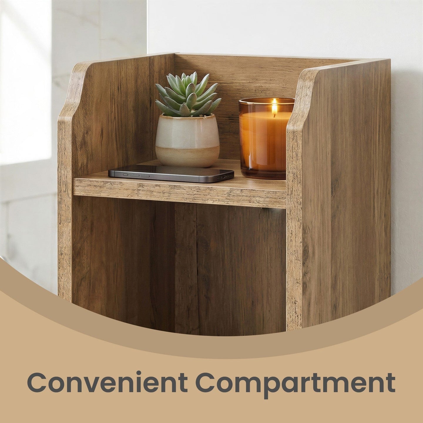 Small Bathroom Storage Cabinet - 20L - MDF - Adjustable Shelves