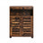 4-Tier Storage Shelf - Wood - Rustic Brown - Adjustable Shelves and Louvered Doors