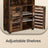 4-Tier Storage Shelf - Wood - Rustic Brown - Adjustable Shelves and Louvered Doors
