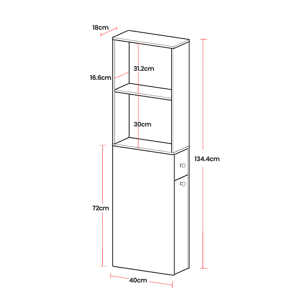 Tall Bathroom Storage Cabinet - Wood - Classic White - Freestanding with Storage Drawers and Adjustable Shelf