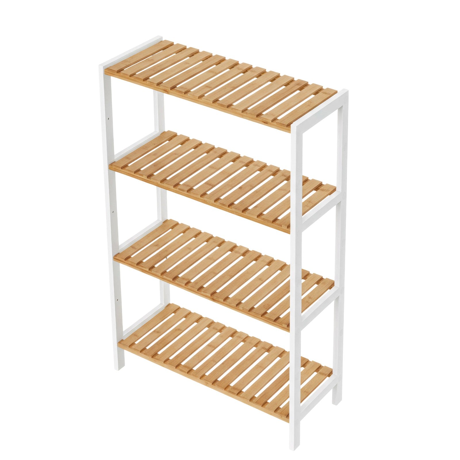3-Tier Shelving Unit - Bamboo - White - Multifunctional Storage for Hallway and More