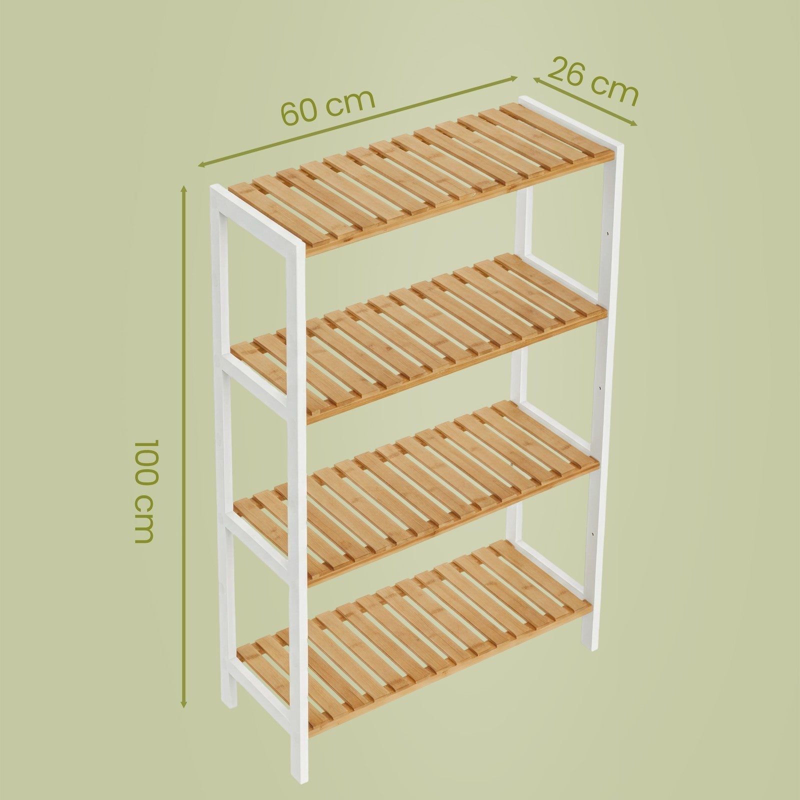 3-Tier Shelving Unit - Bamboo - White - Multifunctional Storage for Hallway and More