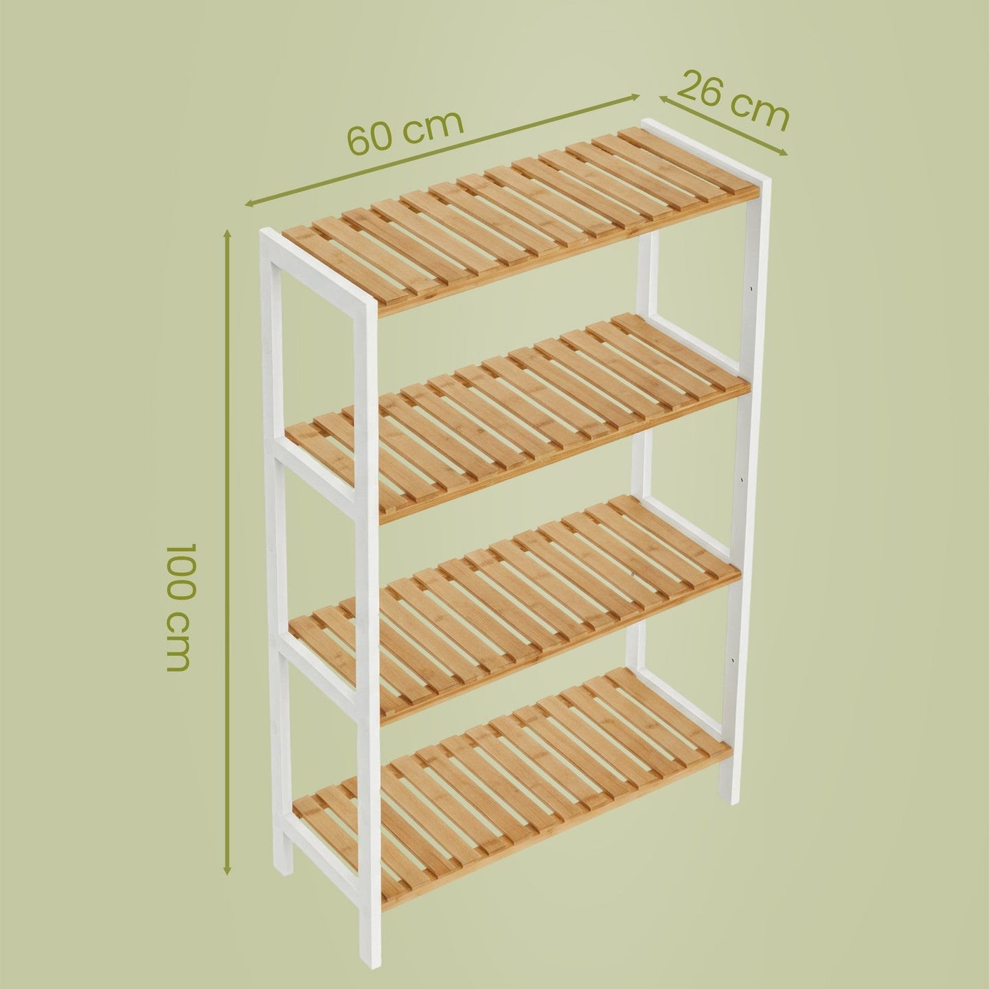 3-Tier Shelving Unit - Bamboo - White - Multifunctional Storage for Hallway and More