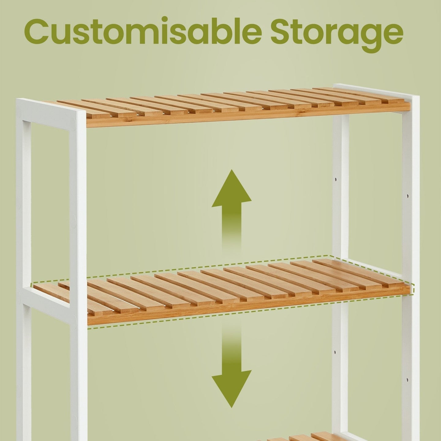 3-Tier Shelving Unit - Bamboo - White - Multifunctional Storage for Hallway and More