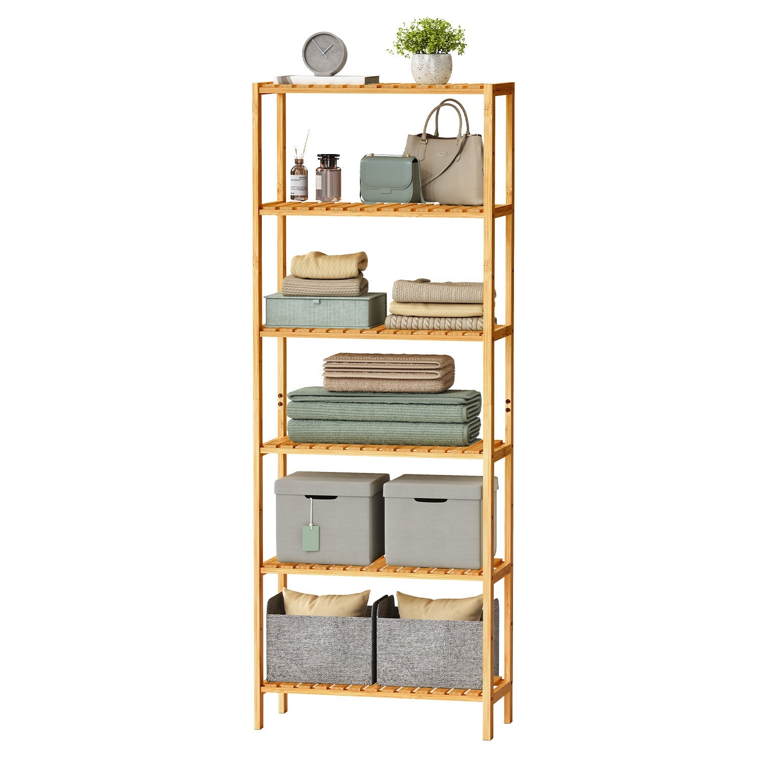 Bamboo Storage Shelf - 6-Tier - Multifunctional
