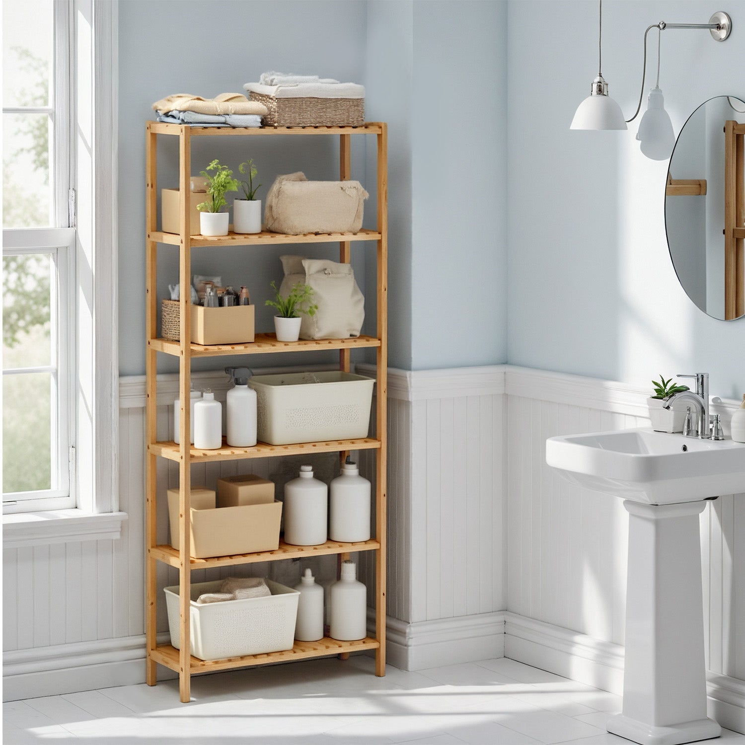 Bamboo Storage Shelf - 6-Tier - Multifunctional