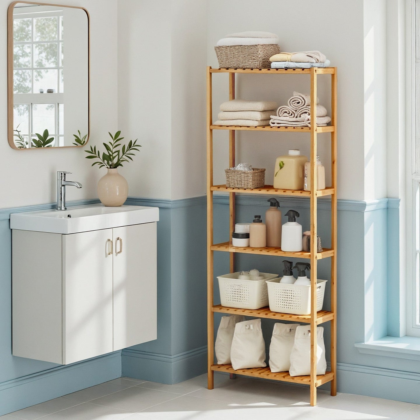 Bamboo Storage Shelf - 6-Tier - Multifunctional