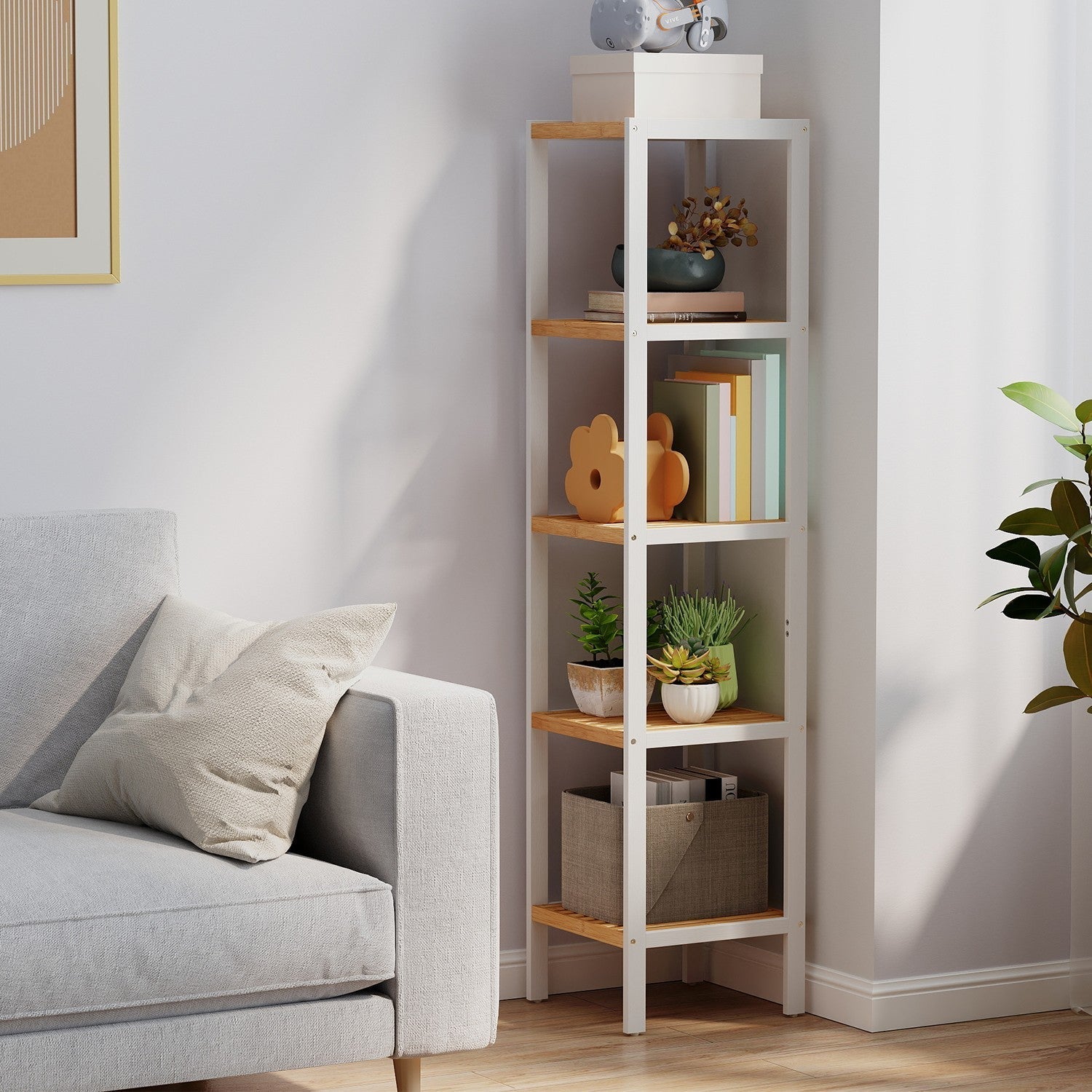 Bamboo Storage Shelf - 5-Tier - Natural Finish