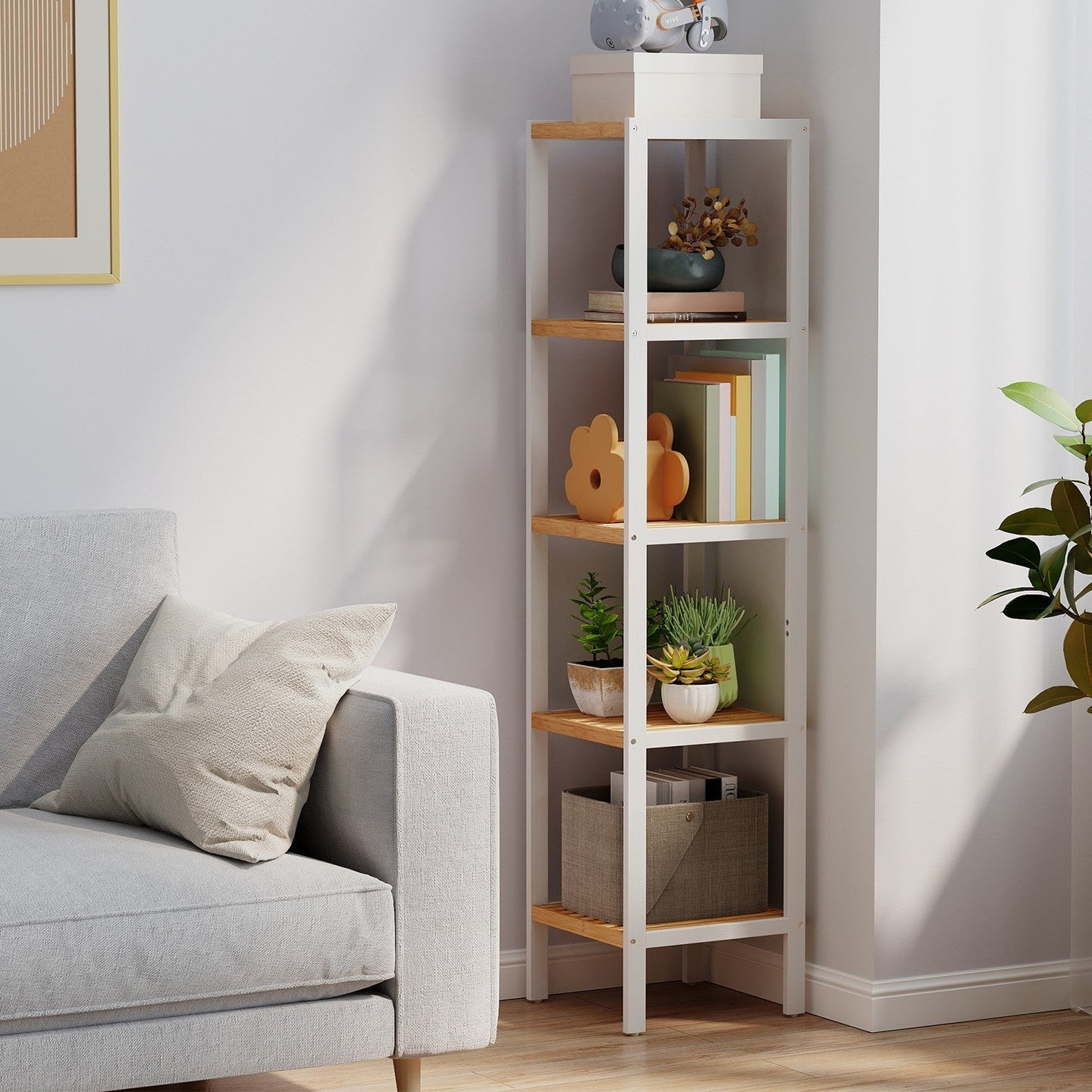 Bamboo Storage Shelf - 5-Tier - Natural Finish