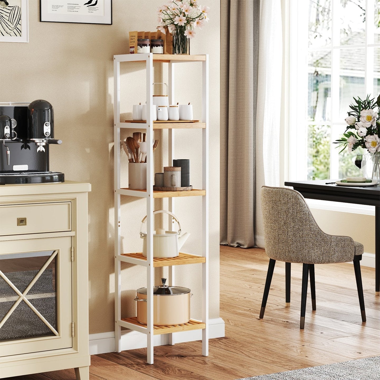 Bamboo Storage Shelf - 5-Tier - Natural Finish