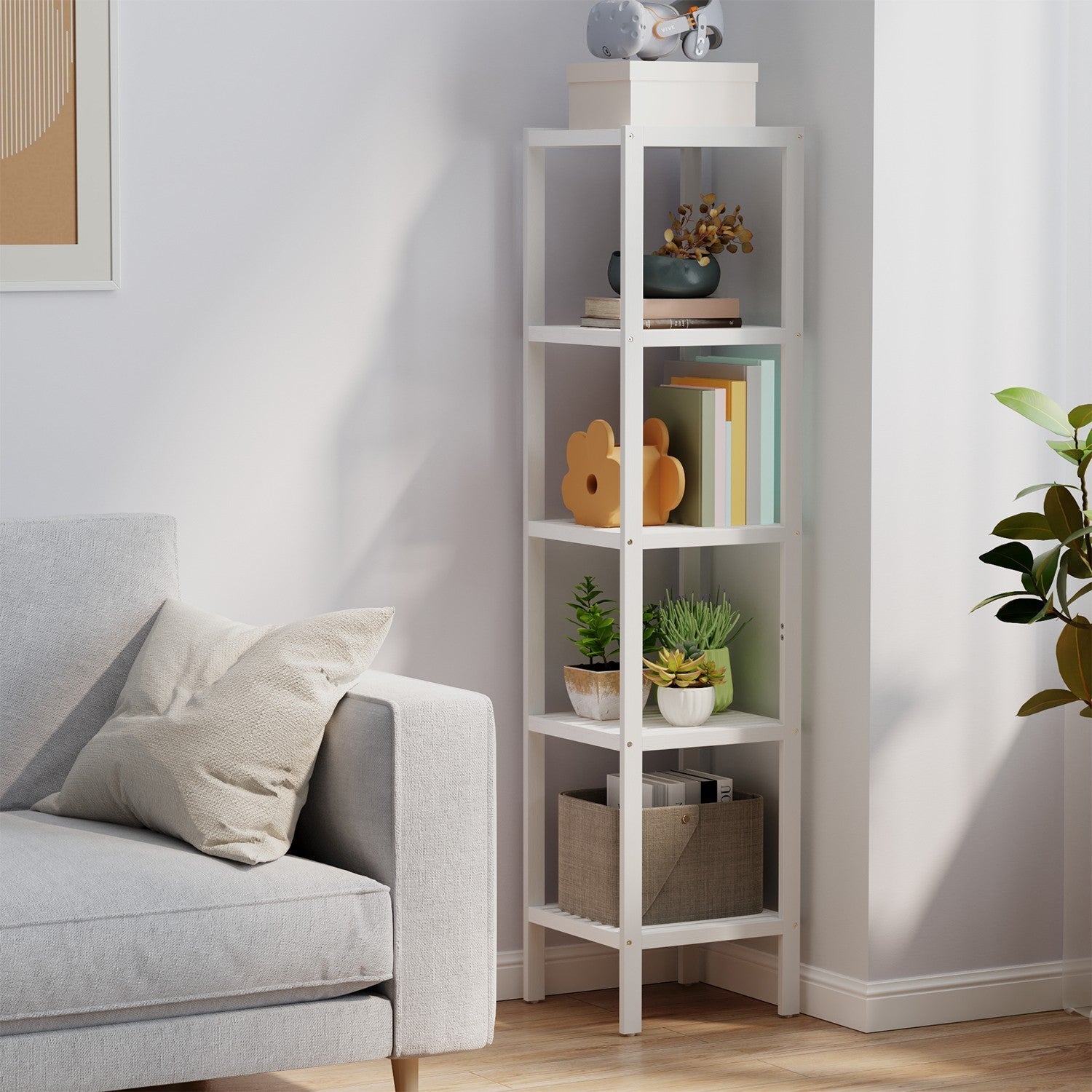 Bamboo Storage Shelf - 5-Tier - Natural Finish