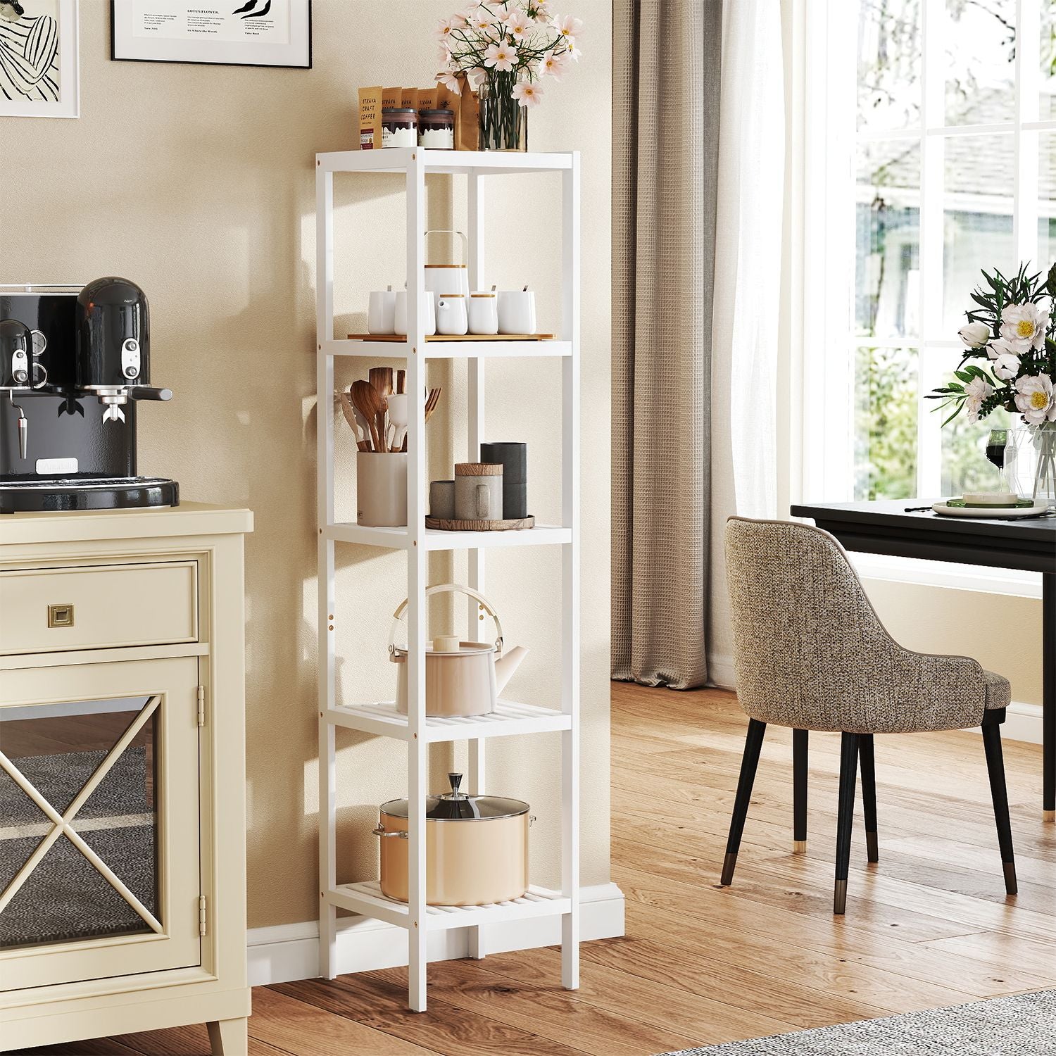Bamboo Storage Shelf - 5-Tier - Natural Finish