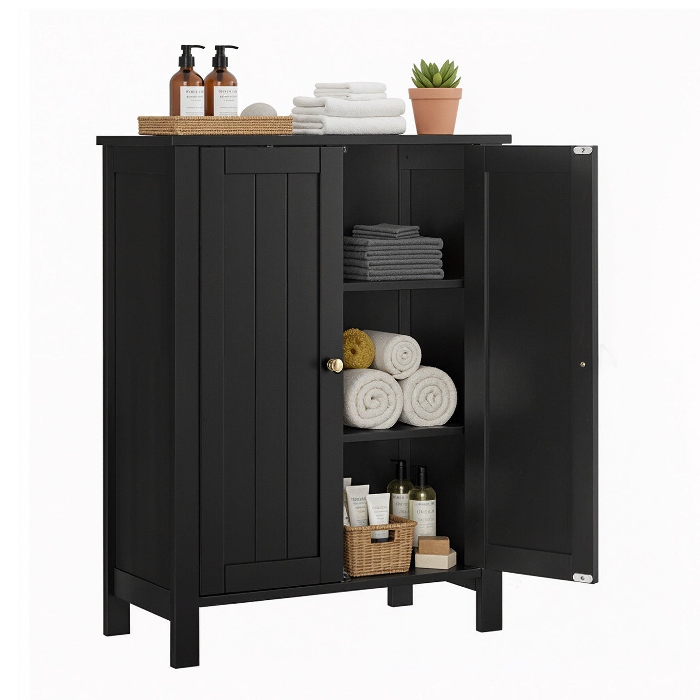 Freestanding Storage Cabinet - Wood - White - Multi-Purpose with Adjustable Shelves