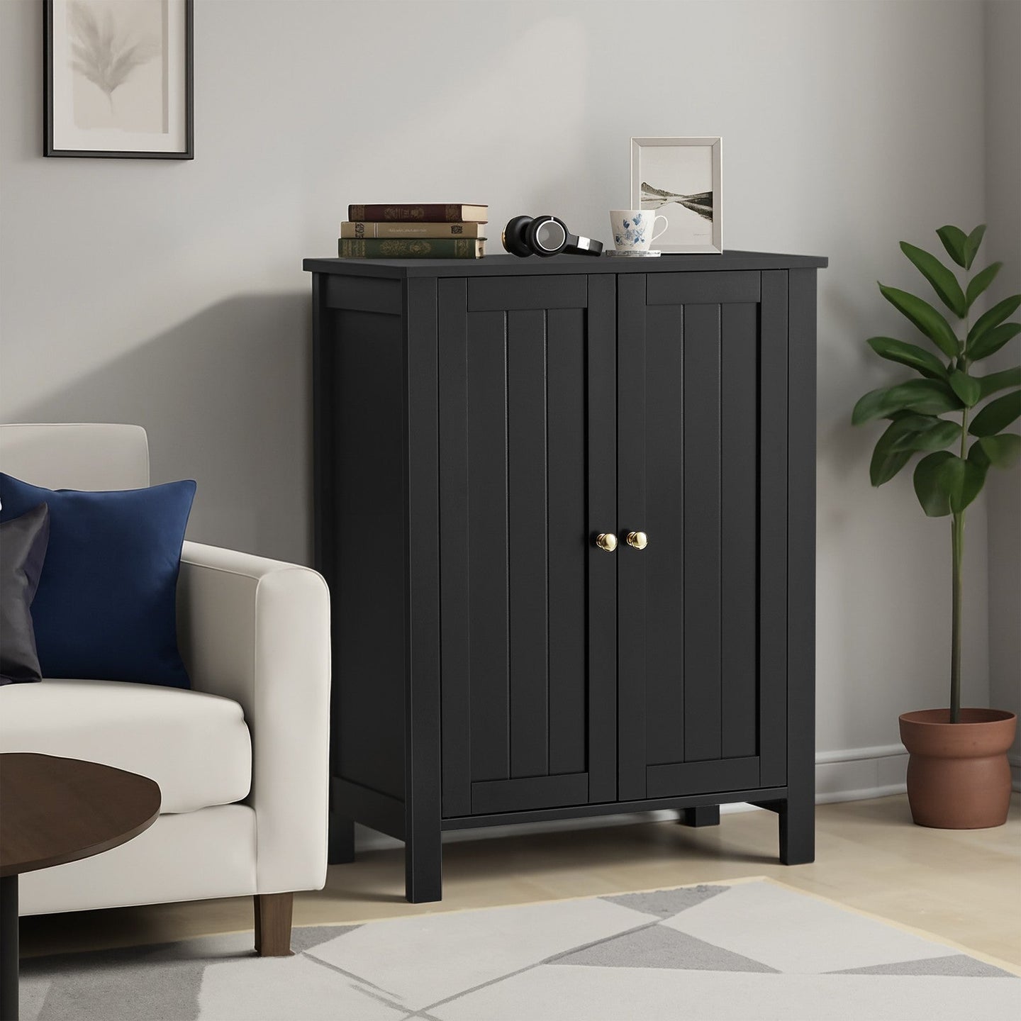 Freestanding Storage Cabinet - Wood - White - Multi-Purpose with Adjustable Shelves
