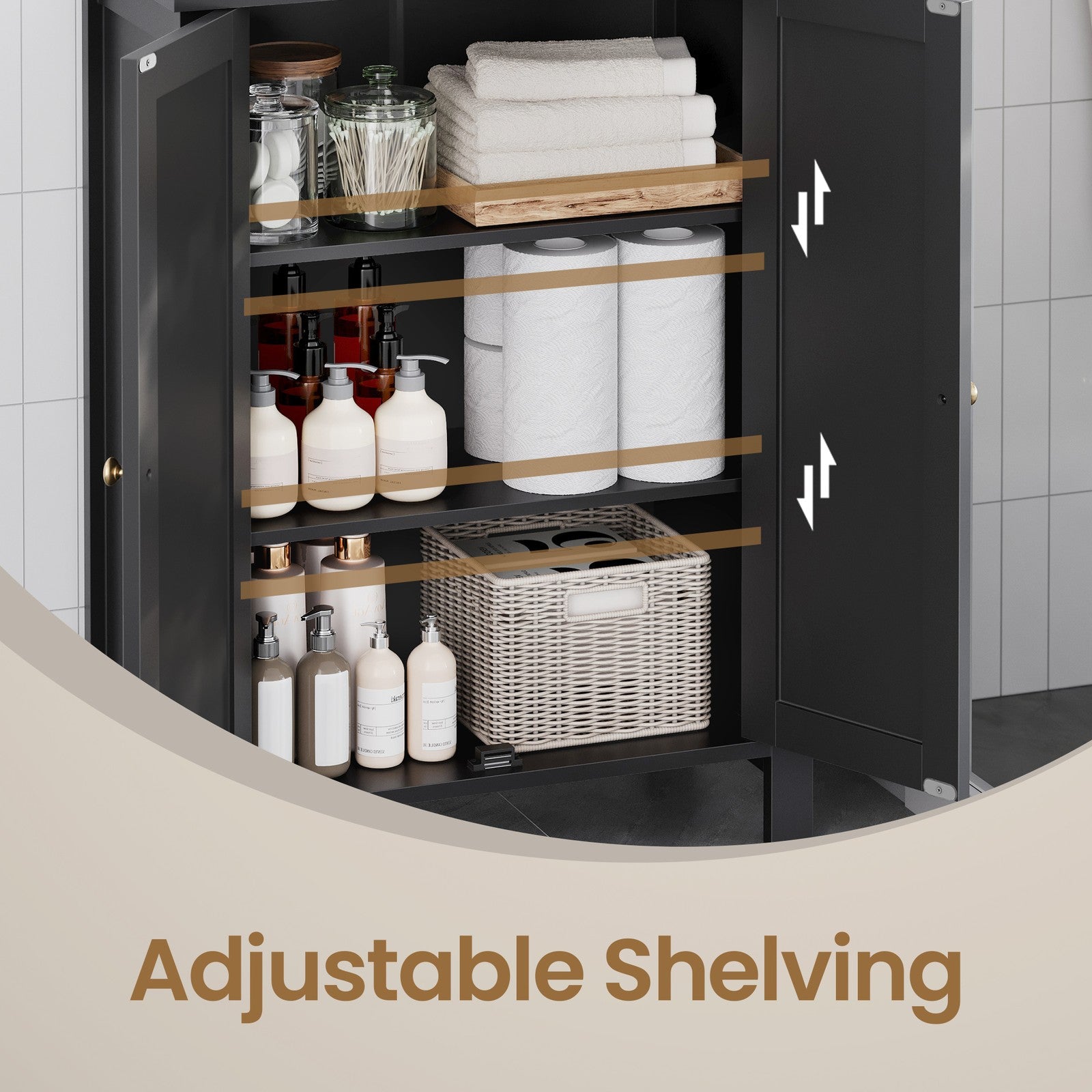 Freestanding Storage Cabinet - Wood - White - Multi-Purpose with Adjustable Shelves