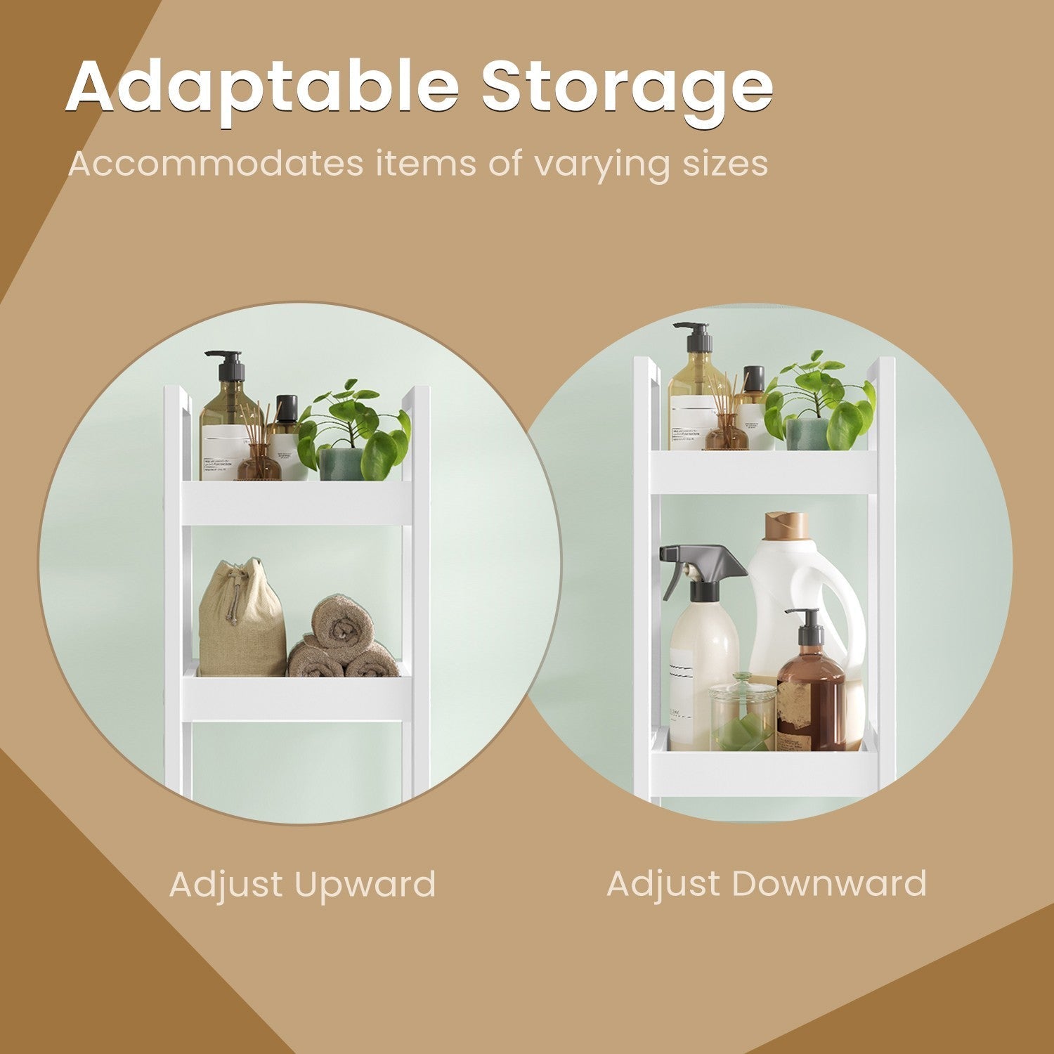 Bathroom Trolley - Bamboo - Natural - Space-Saving 3-Tier Design on Wheels