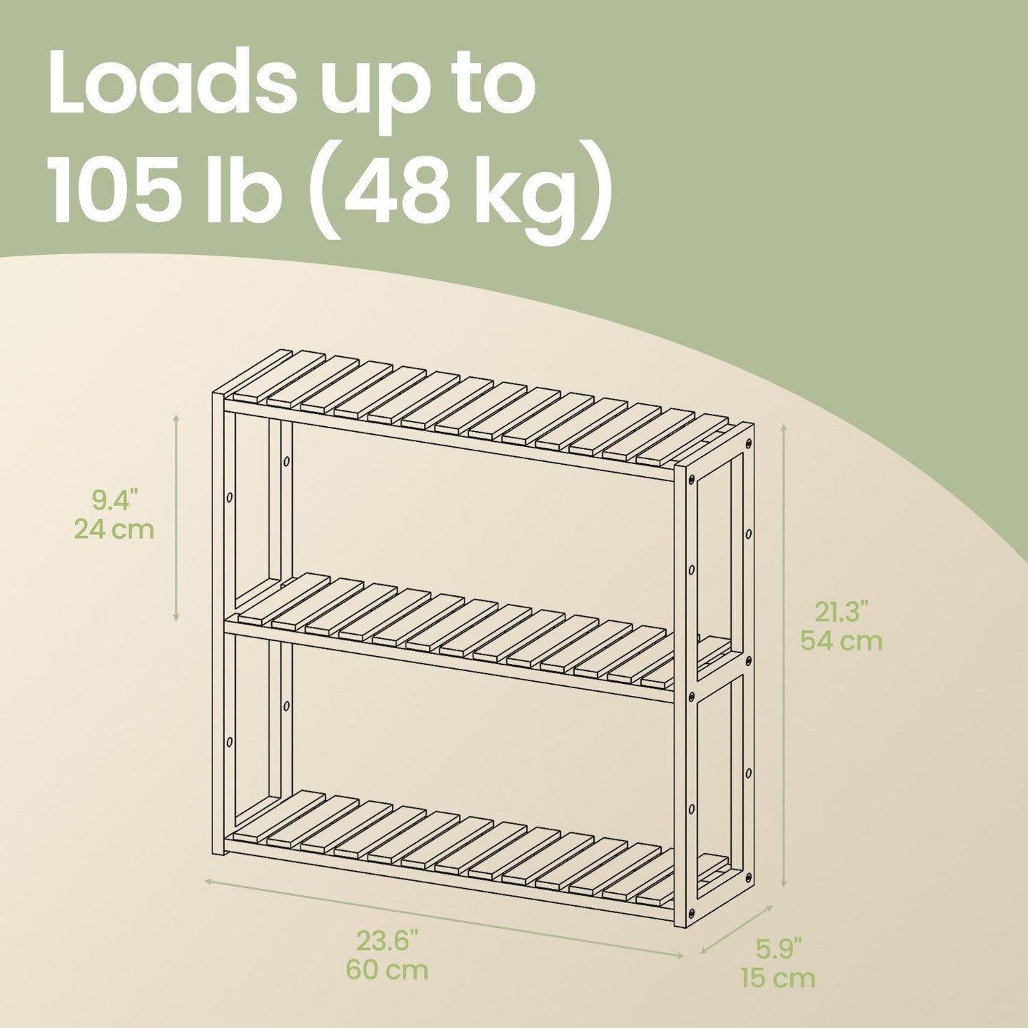 Bamboo Shelving Unit - Bamboo - White - Adjustable 3-Tier Design