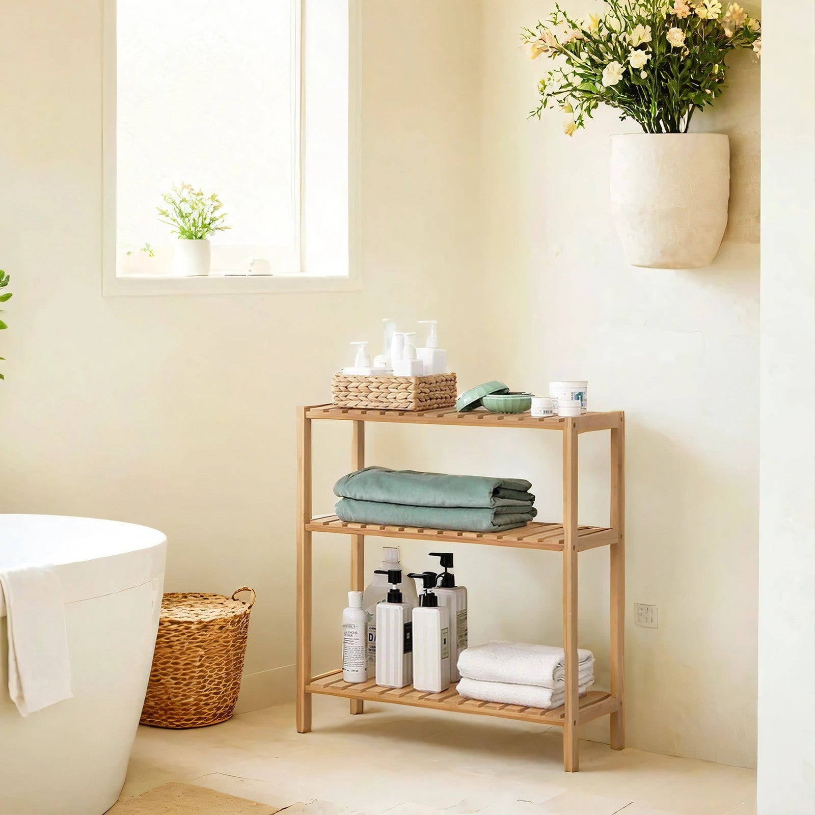 3-Tier Storage Shelf - Bamboo - Natural - Bathroom