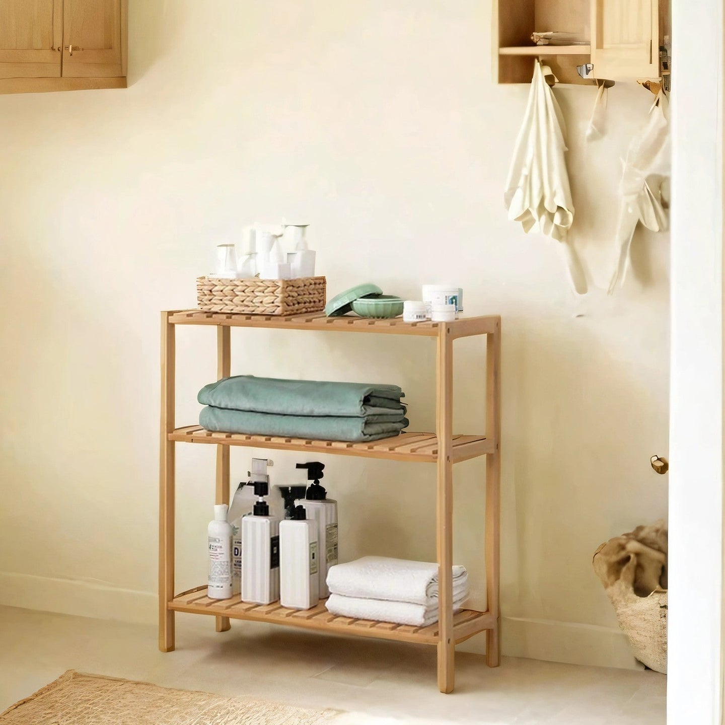 3-Tier Storage Shelf - Bamboo - Natural - Bathroom