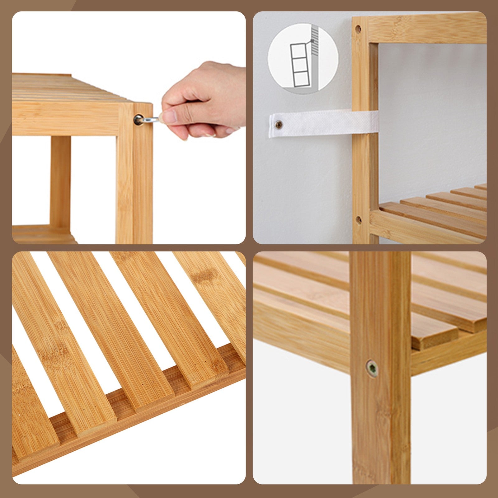 3-Tier Storage Shelf - Bamboo - Natural - Bathroom