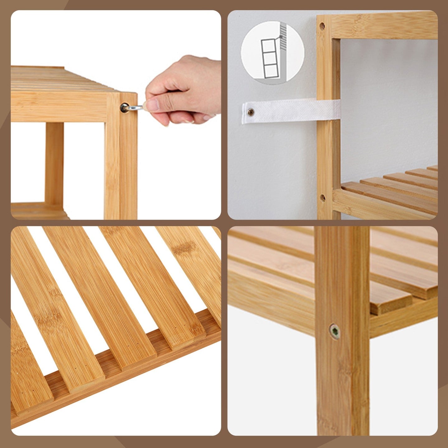 3-Tier Storage Shelf - Bamboo - Natural - Bathroom