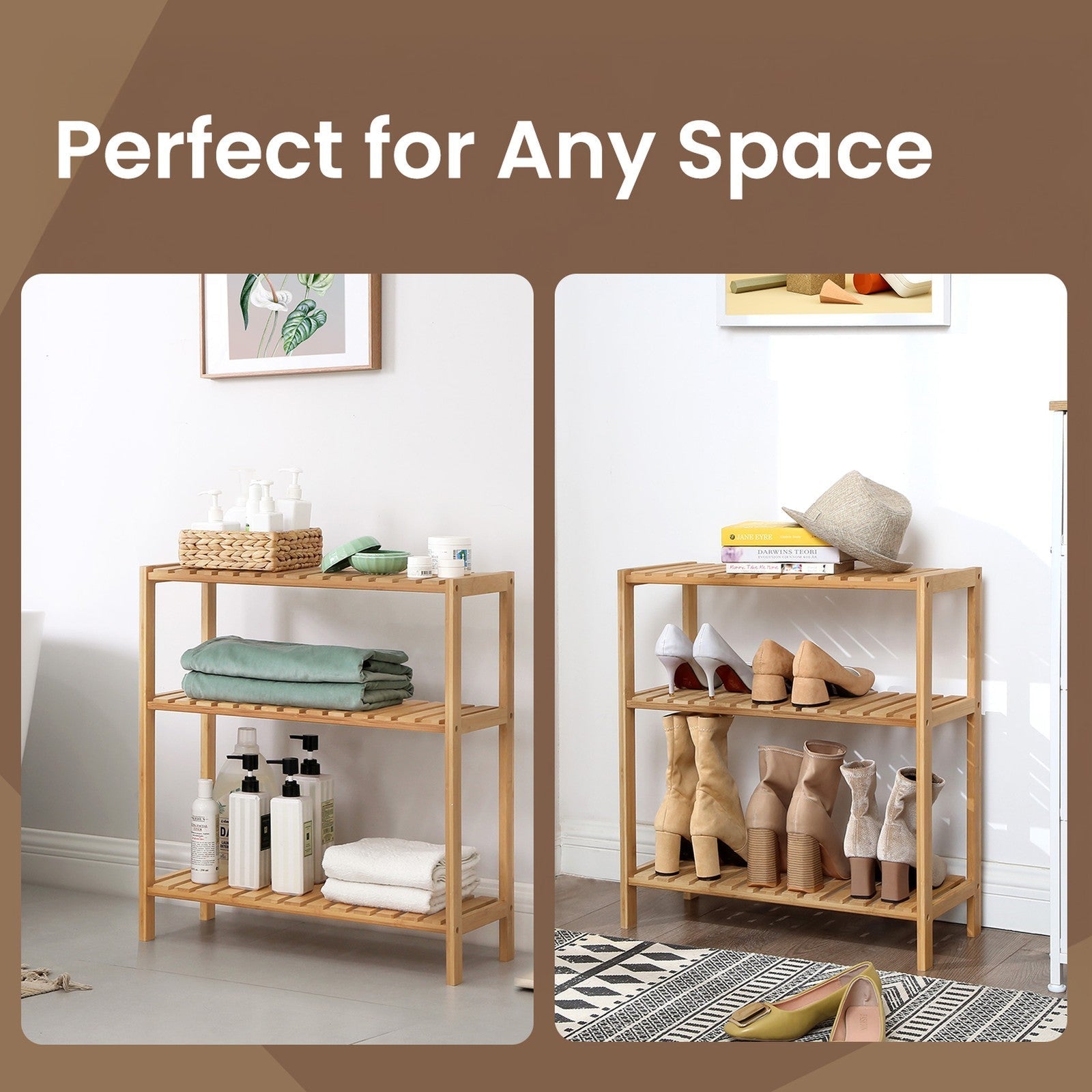 3-Tier Storage Shelf - Bamboo - Natural - Bathroom