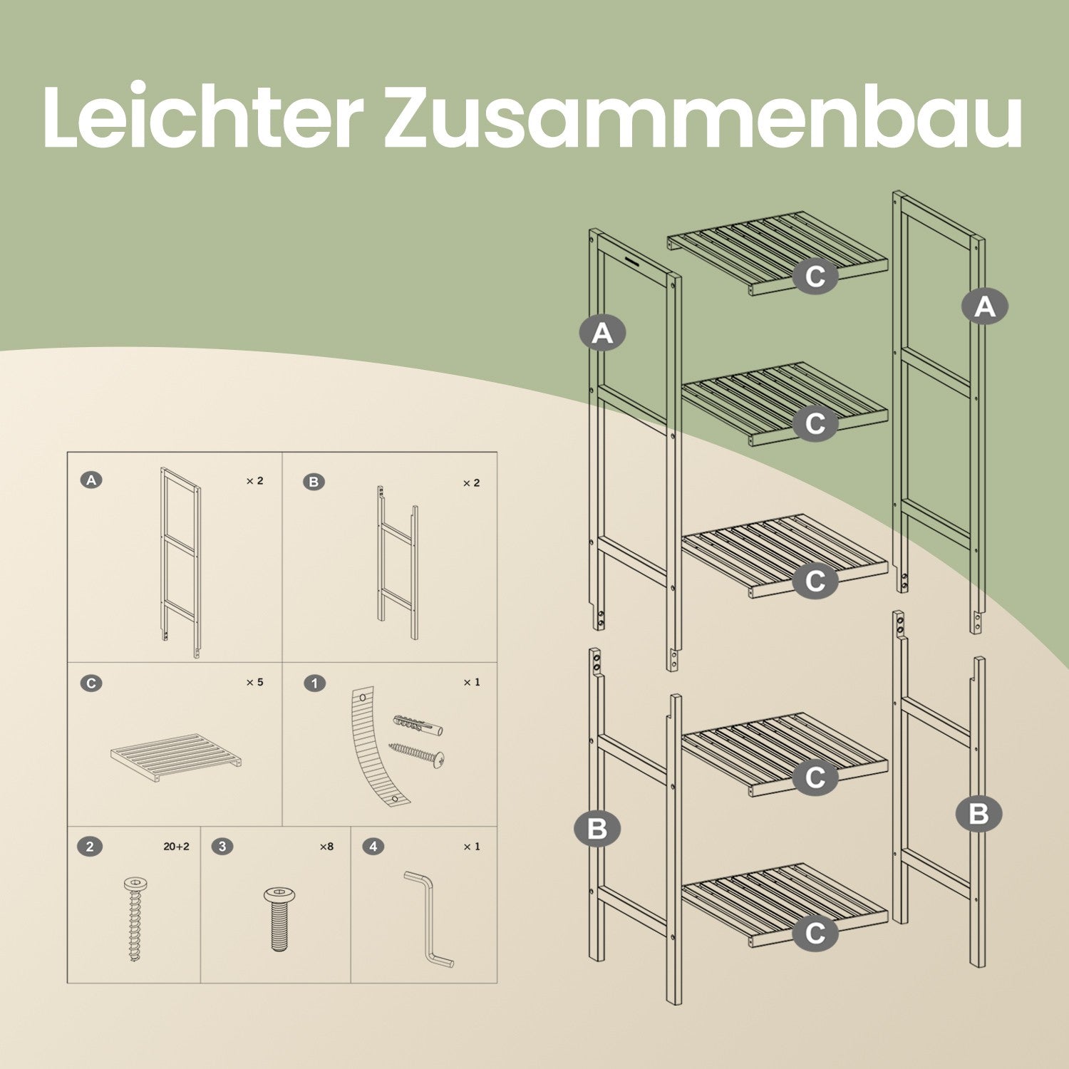Bamboo Storage Shelf - 5-Tier - Natural Finish