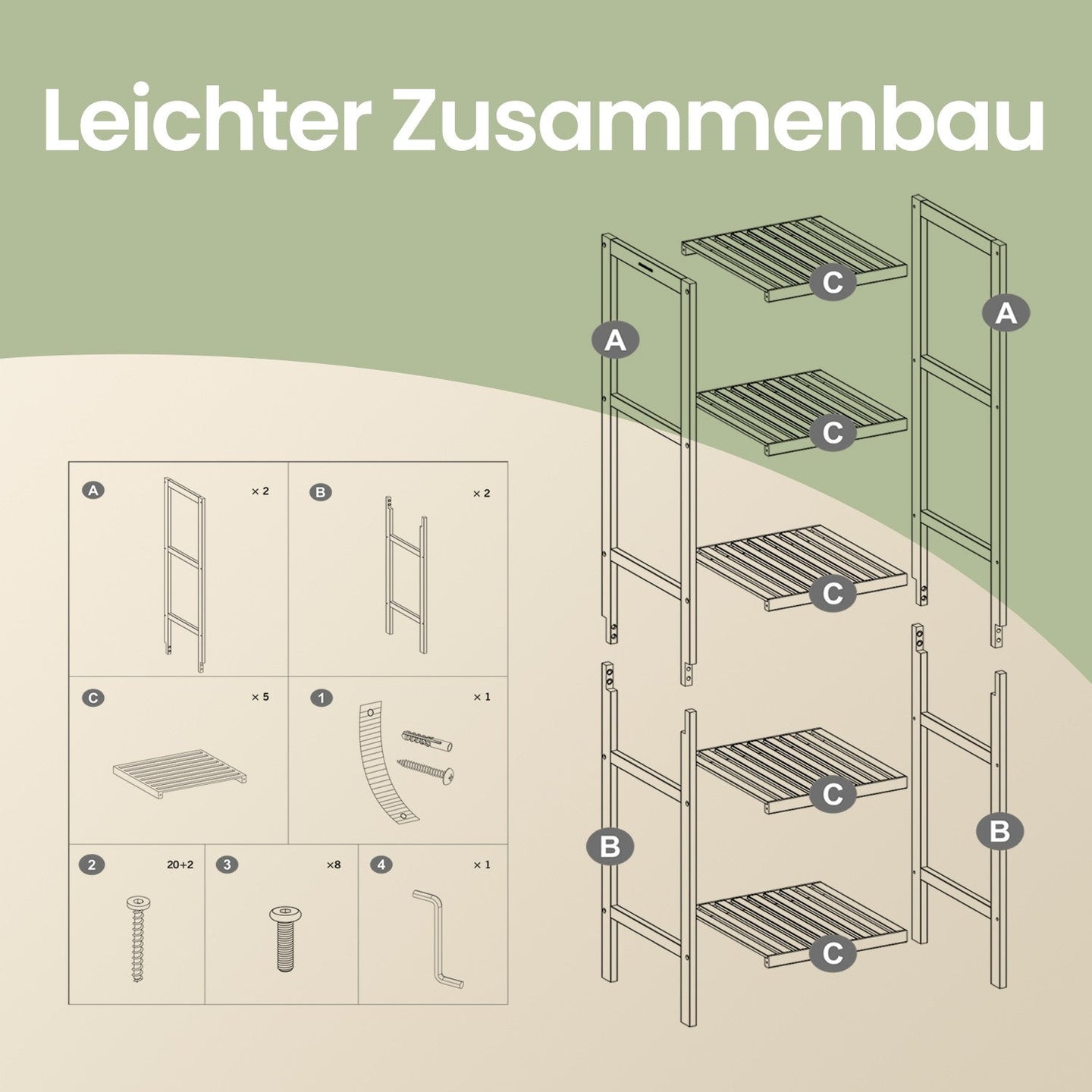Bamboo Storage Shelf - 5-Tier - Natural Finish