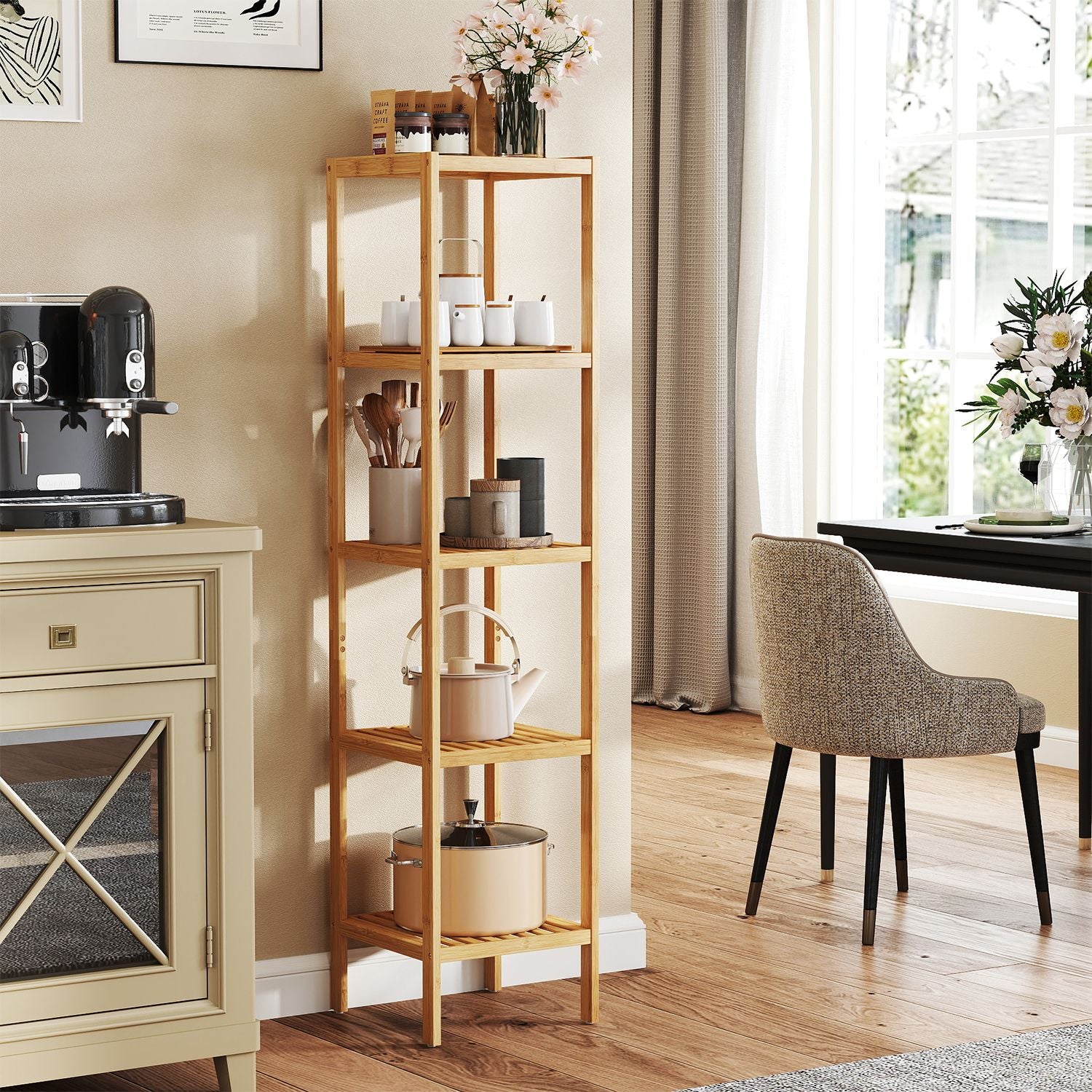 Bamboo Storage Shelf - 5-Tier - Natural Finish