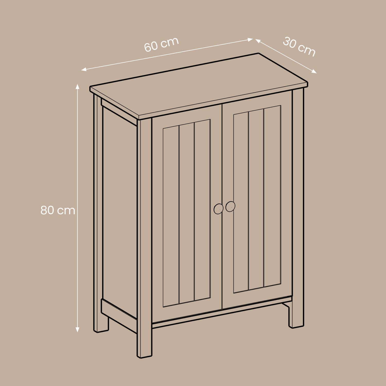 Bathroom Floor Storage Cabinet - Wood - White - Freestanding with 2 Doors and 2 Adjustable Shelves