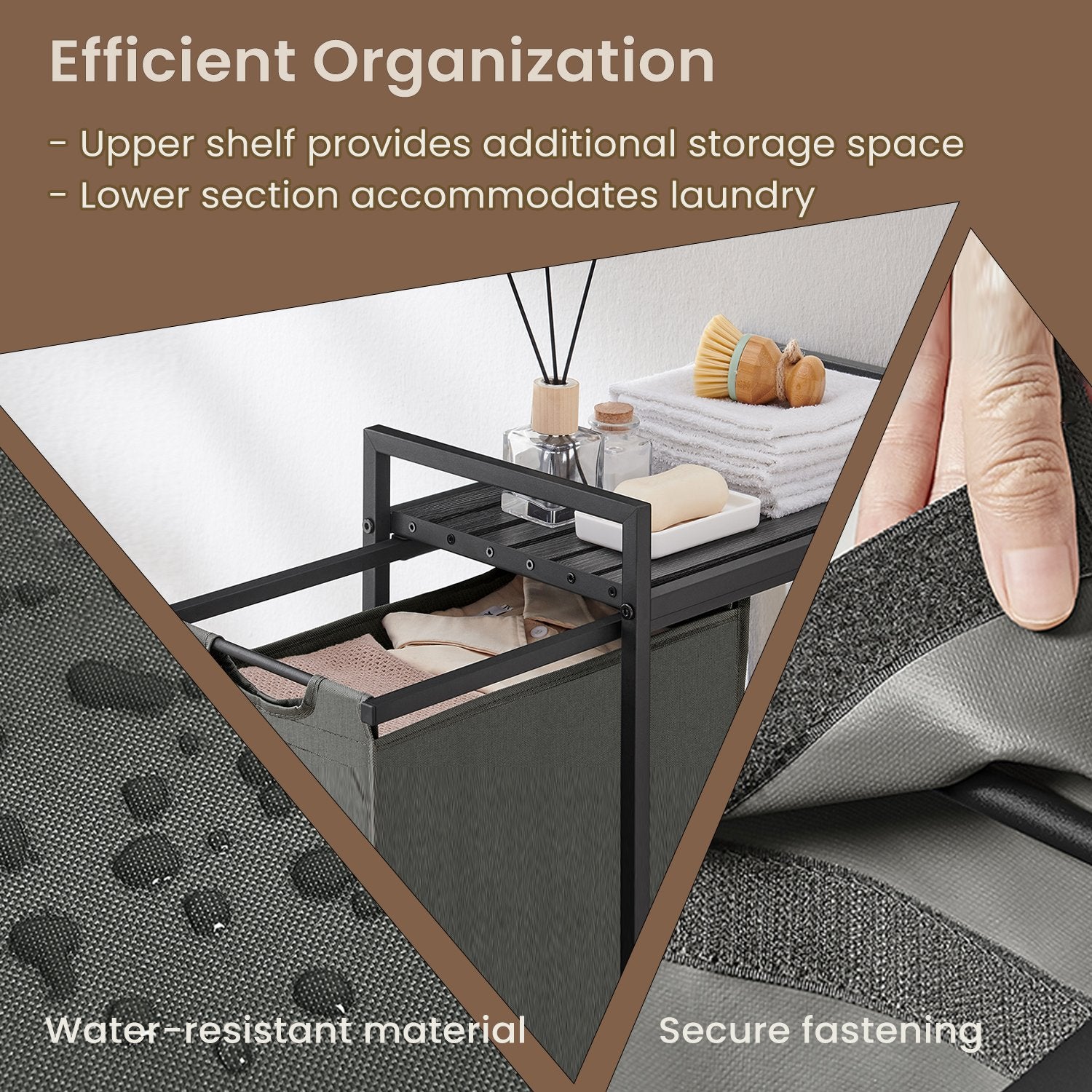 Laundry Hamper - MDF and Steel - Gray - with Pull-Out Liner