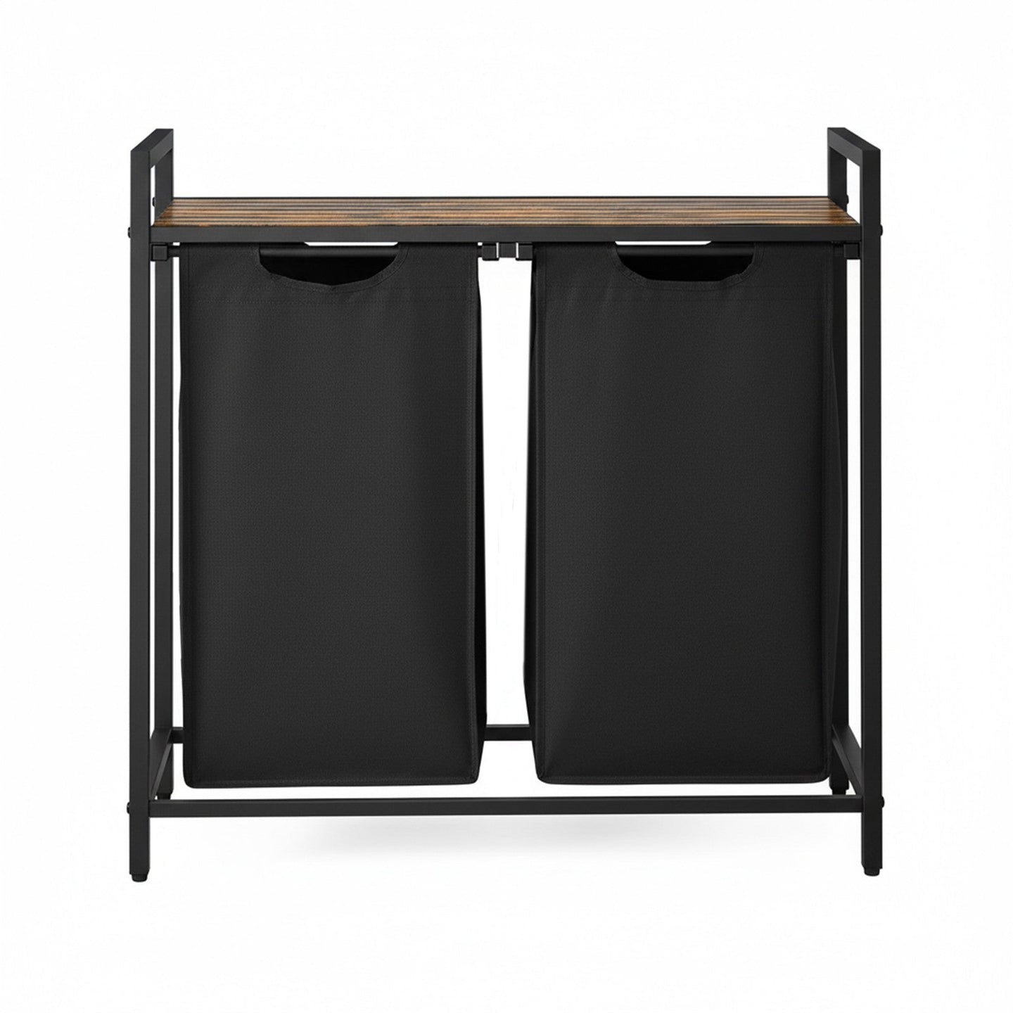 Clothes Hamper - Fabric - White - 2 Compartment Design with Removable Liner Bags
