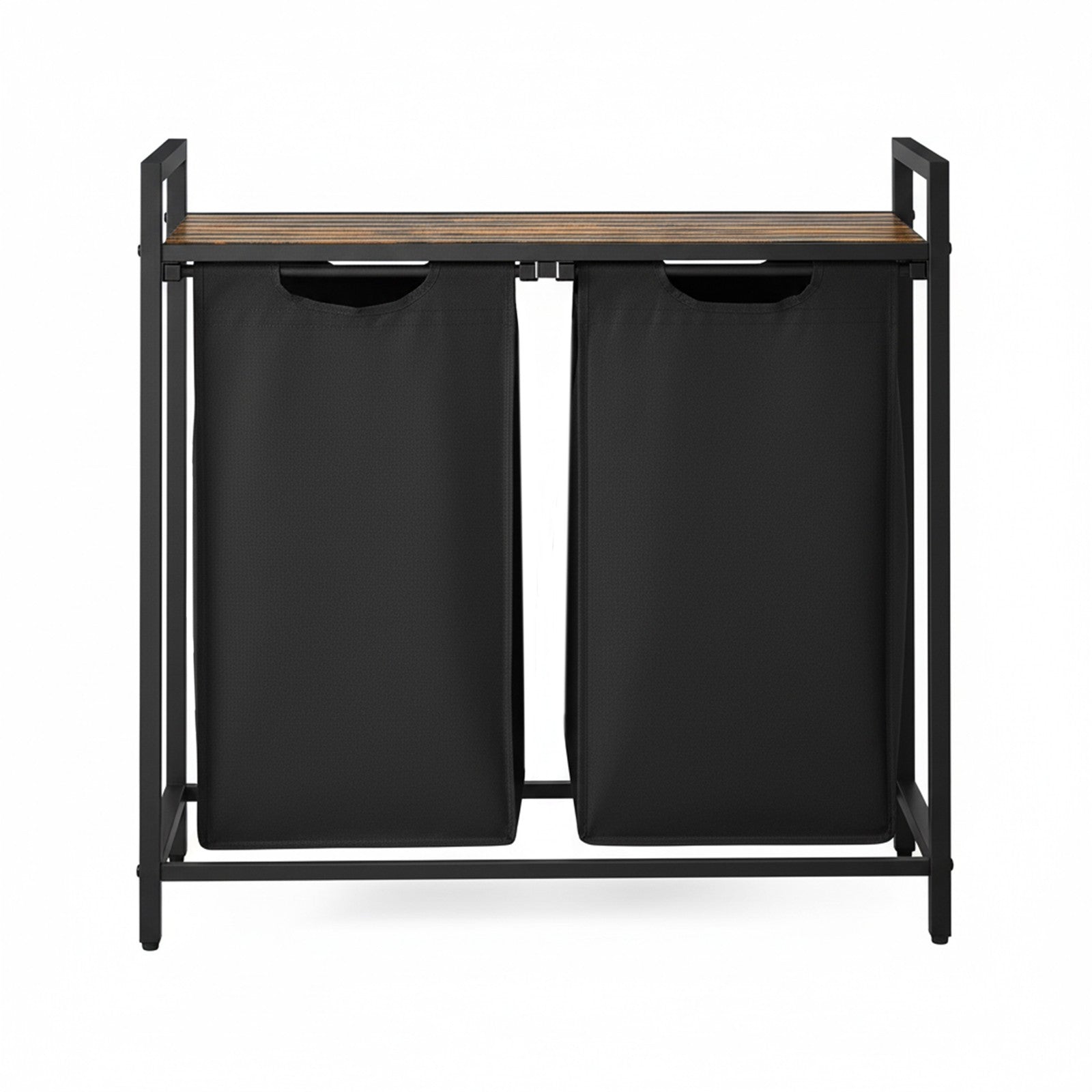 Clothes Hamper - Fabric - White - 2 Compartment Design with Removable Liner Bags
