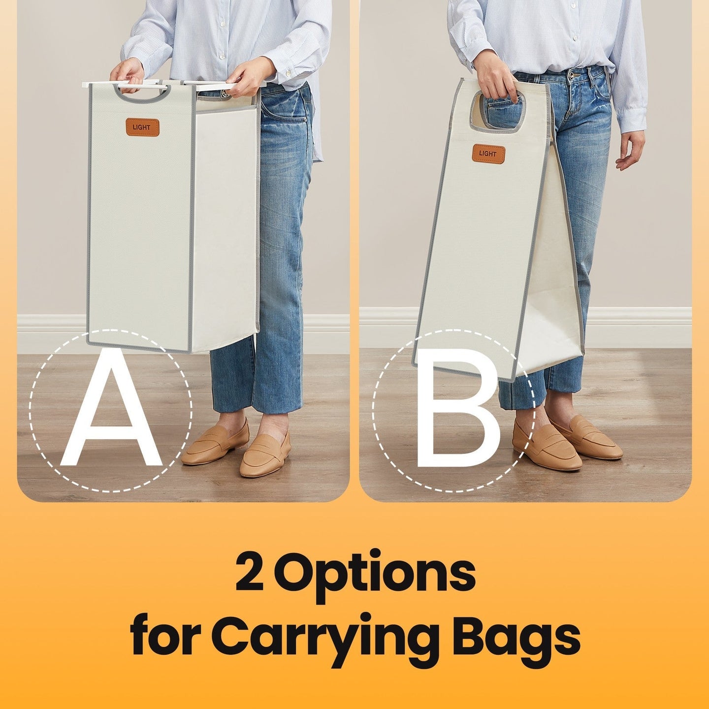 4-Compartment Laundry Sorter - Fabric - Dove Grey and White - Rolling Cart with Removable Bags