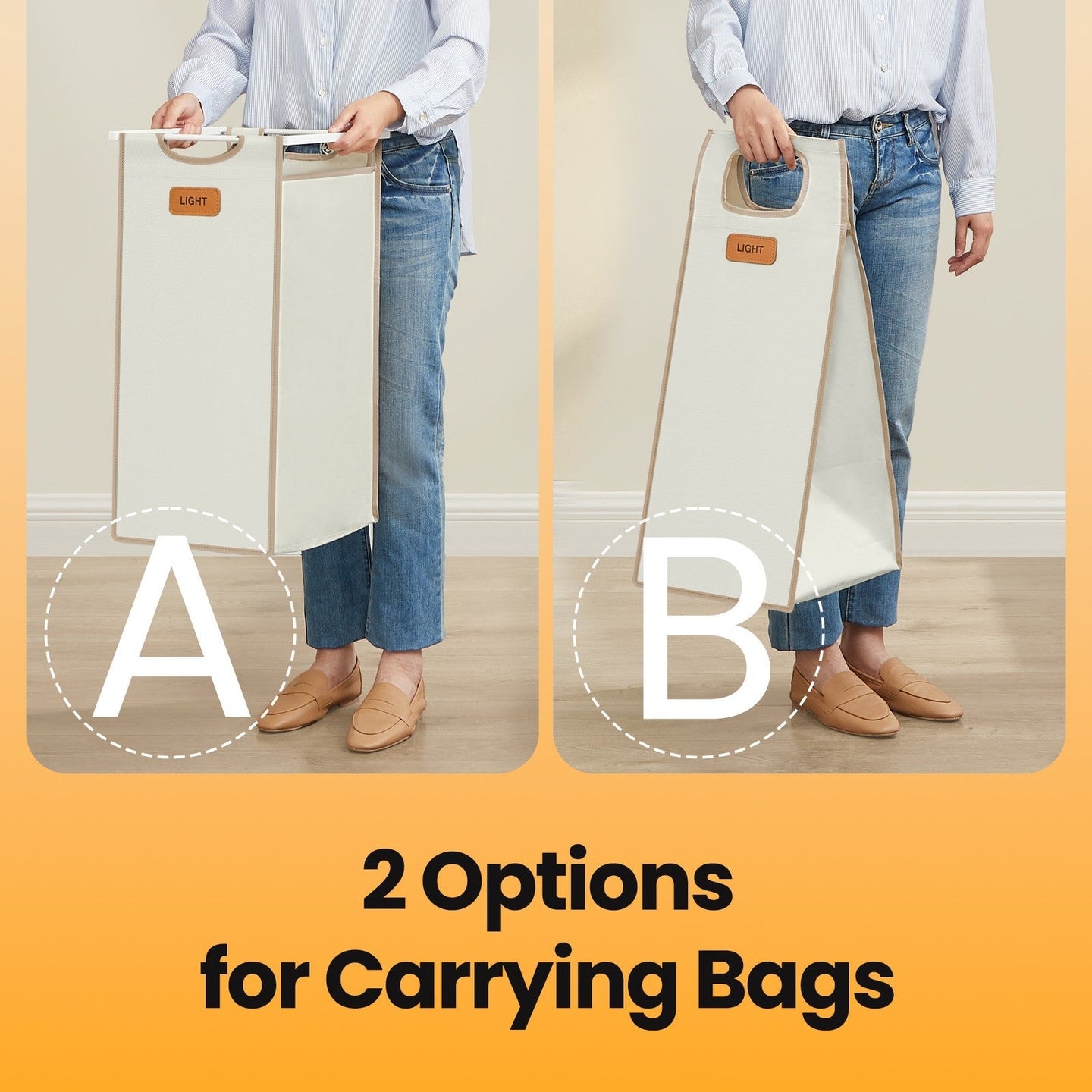 Laundry Sorter Cart - Fabric - Camel Brown - 4 Compartments with Removable Bags