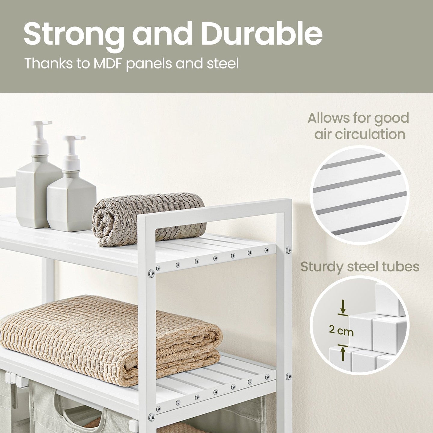 Laundry Hamper - Metal - Black and Grey - Dual Pull-Out Bags with Shelves