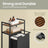 Laundry Hamper - Wood - Rustic Brown and Black - Pull-Out Laundry Bag with 2 Shelves