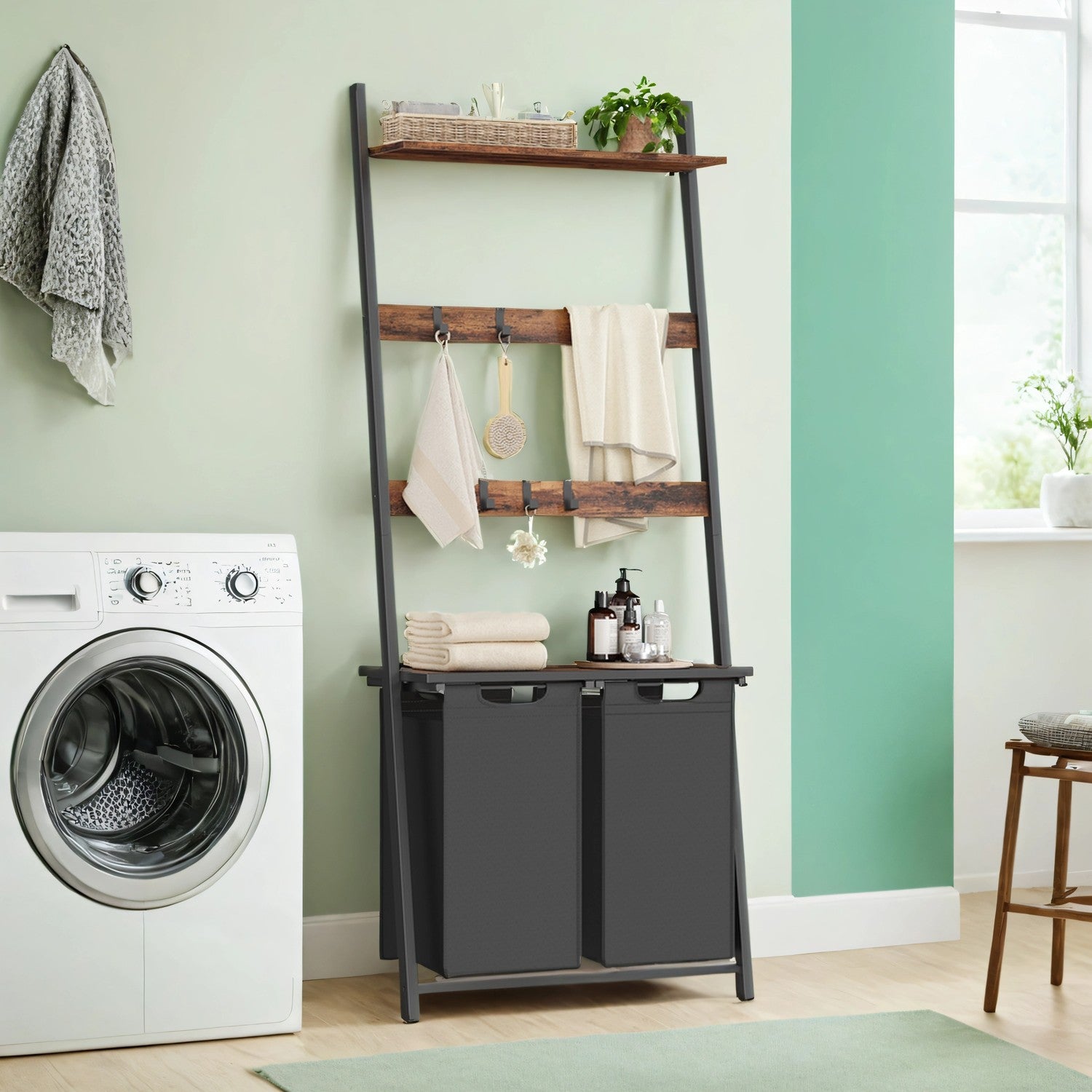 2-Compartment Laundry Hamper - Fabric - Neutral Color