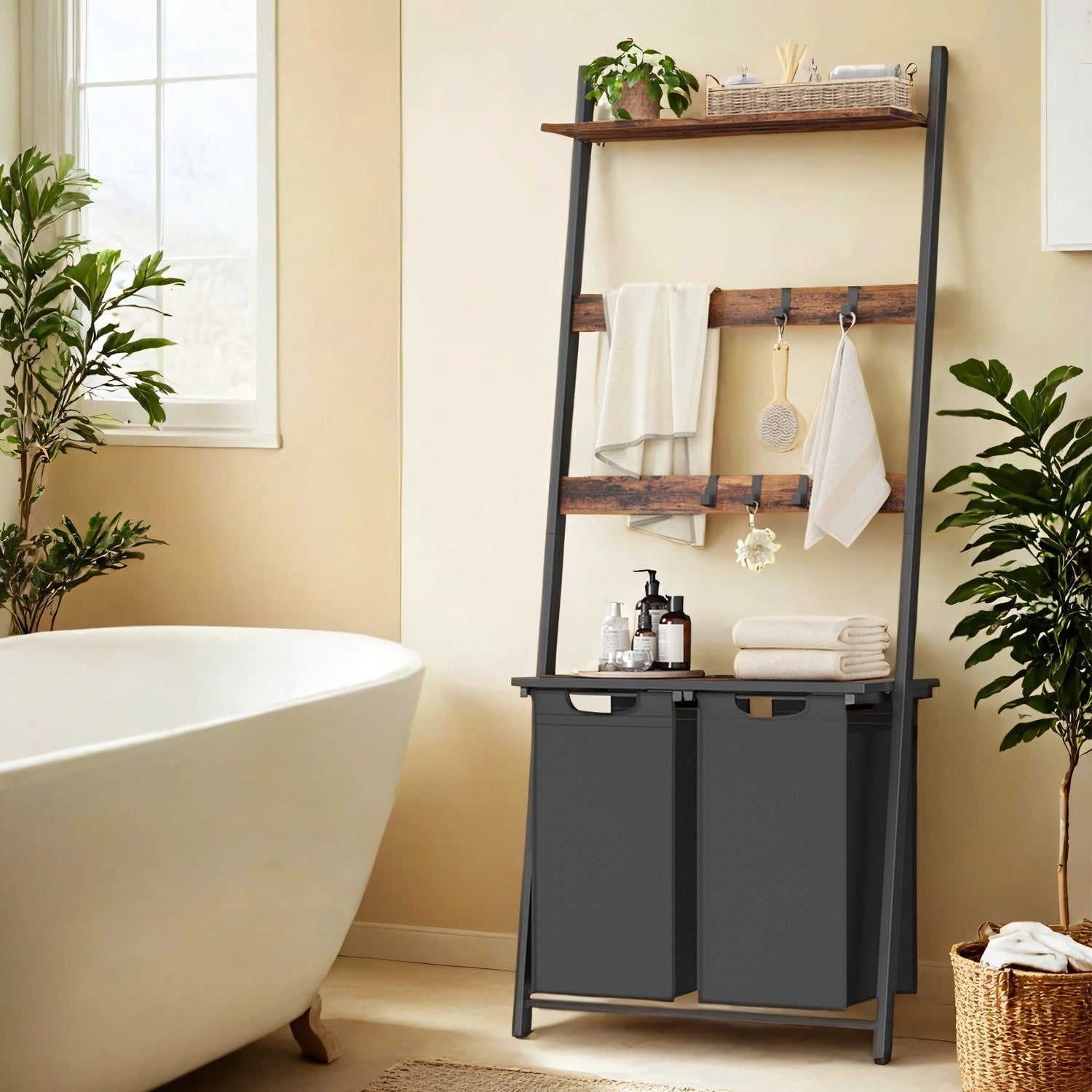 2-Compartment Laundry Hamper - Fabric - Neutral Color