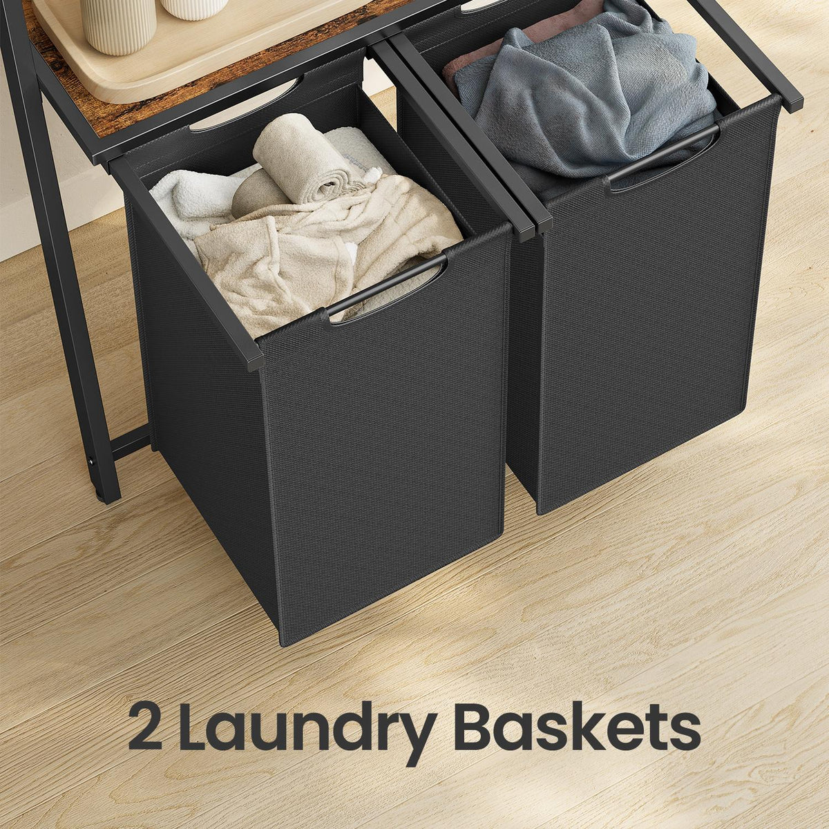 2-Compartment Laundry Hamper - Fabric - Neutral Color