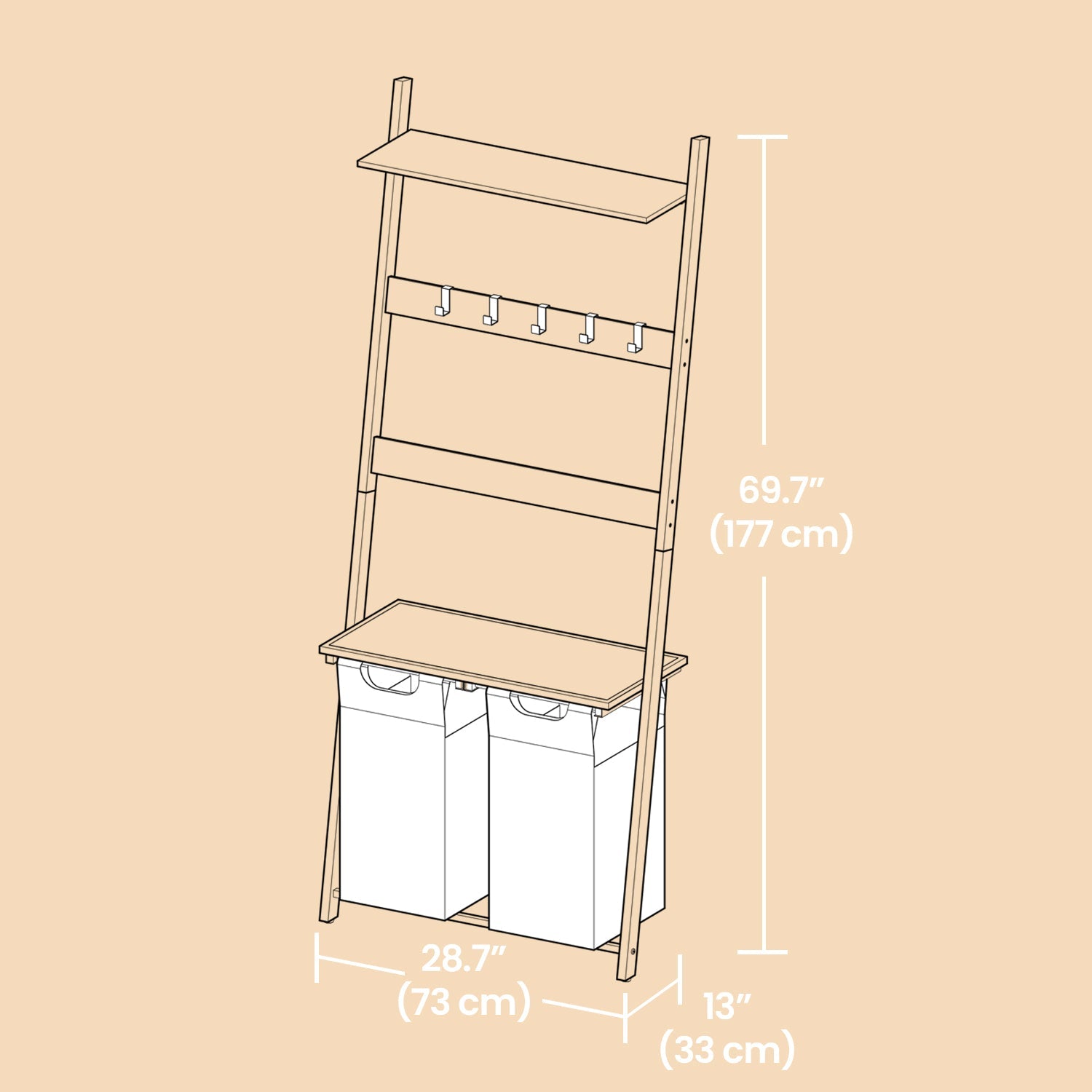 2-Compartment Laundry Hamper - Fabric - Neutral Color