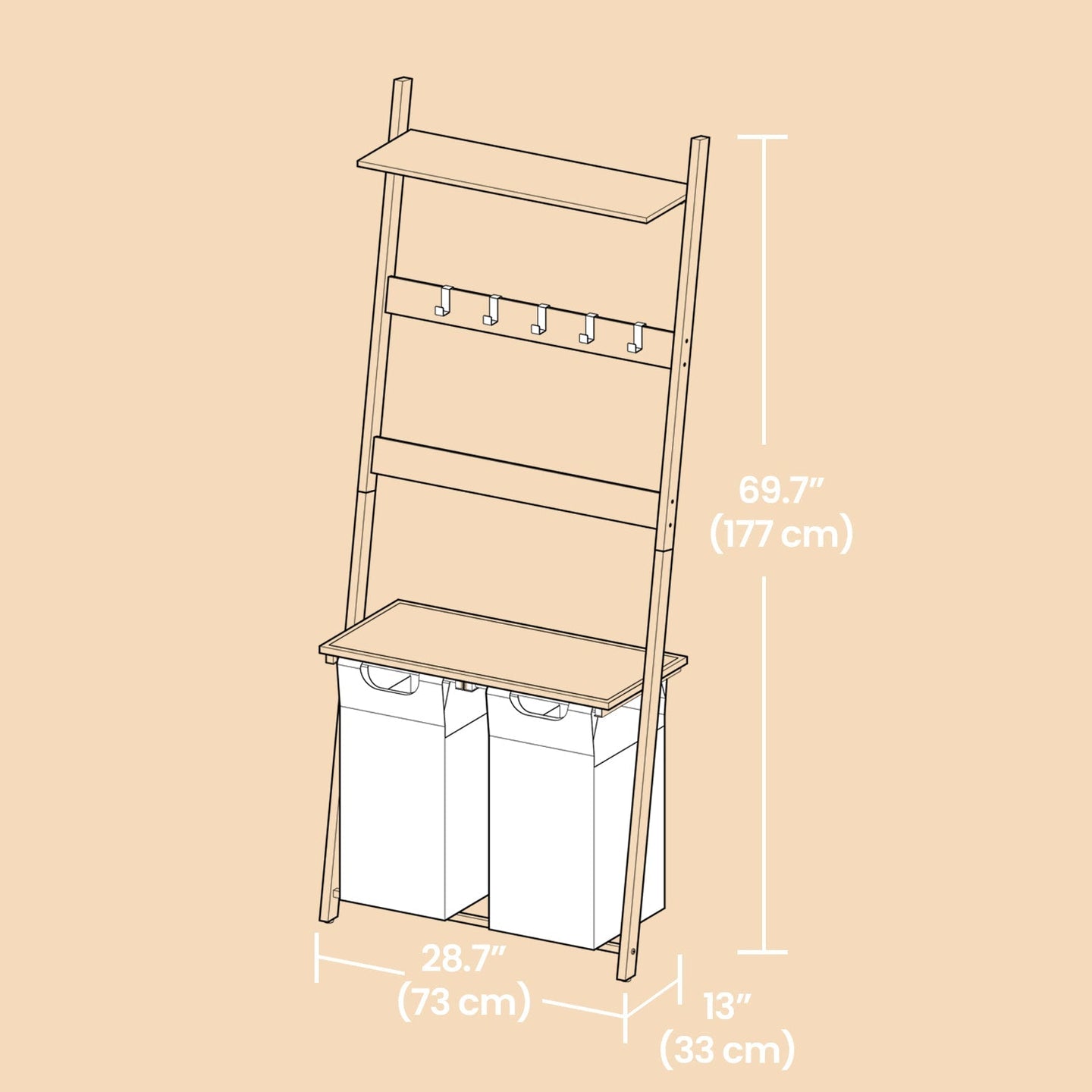 2-Compartment Laundry Hamper - Fabric - Neutral Color