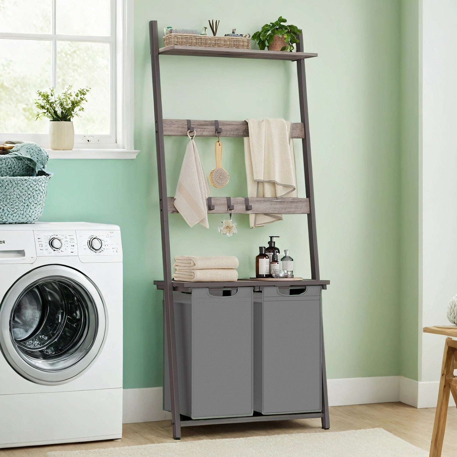 2-Compartment Laundry Hamper - Fabric - Neutral Color