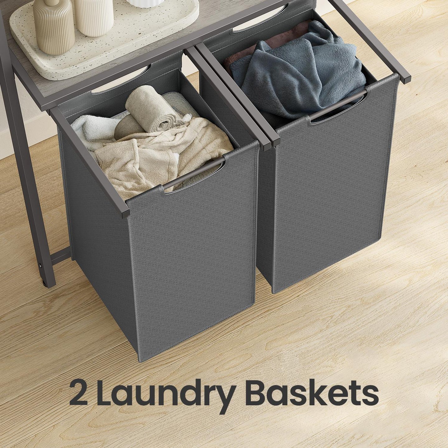 2-Compartment Laundry Hamper - Fabric - Neutral Color