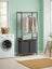 2-Compartment Laundry Basket - Wood - Rustic Brown and Black - Pull-Out Bags and Clothes Rail