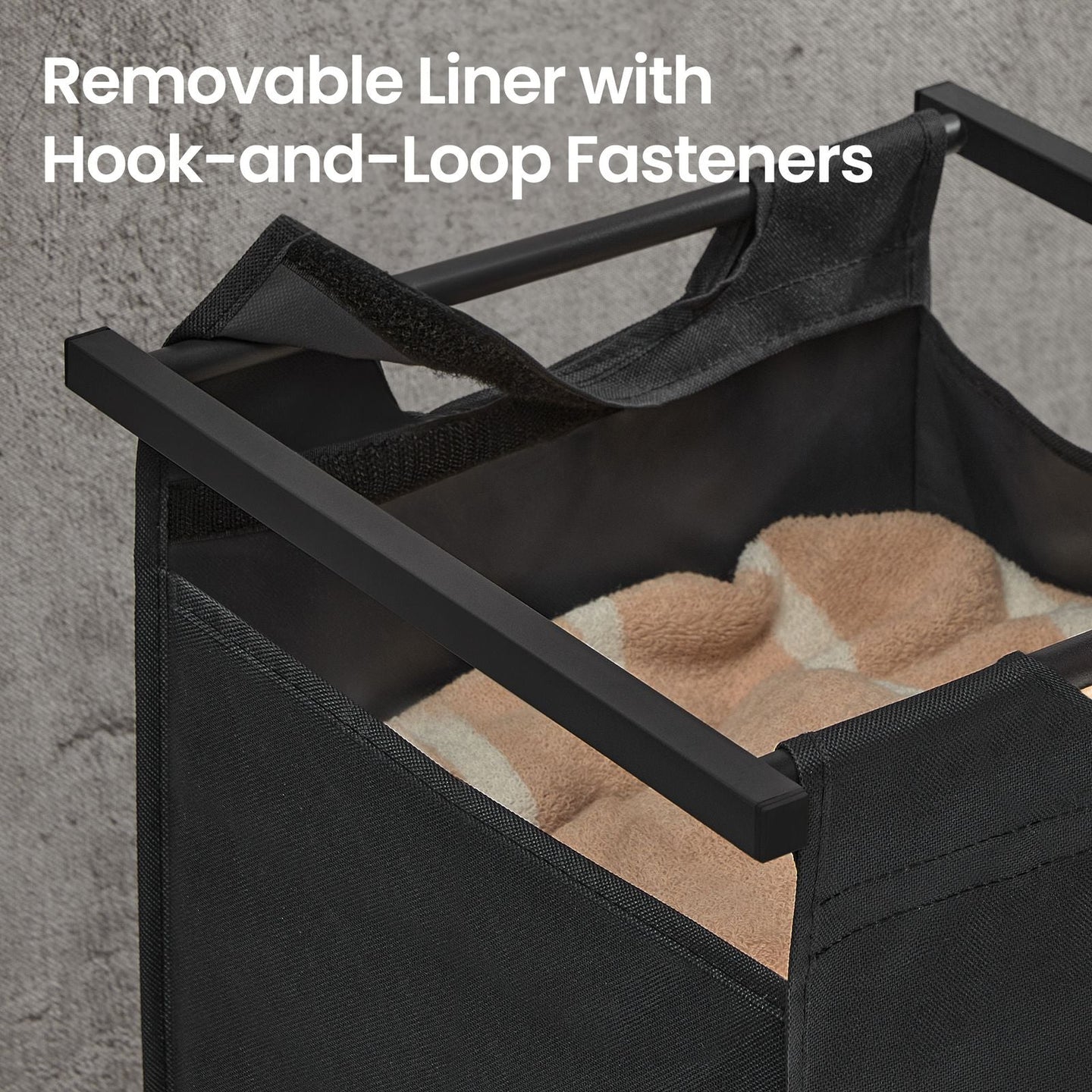 Clothes Sorter - 4 Removable Liner Bags - Metal Frame - Rustic Brown and Black